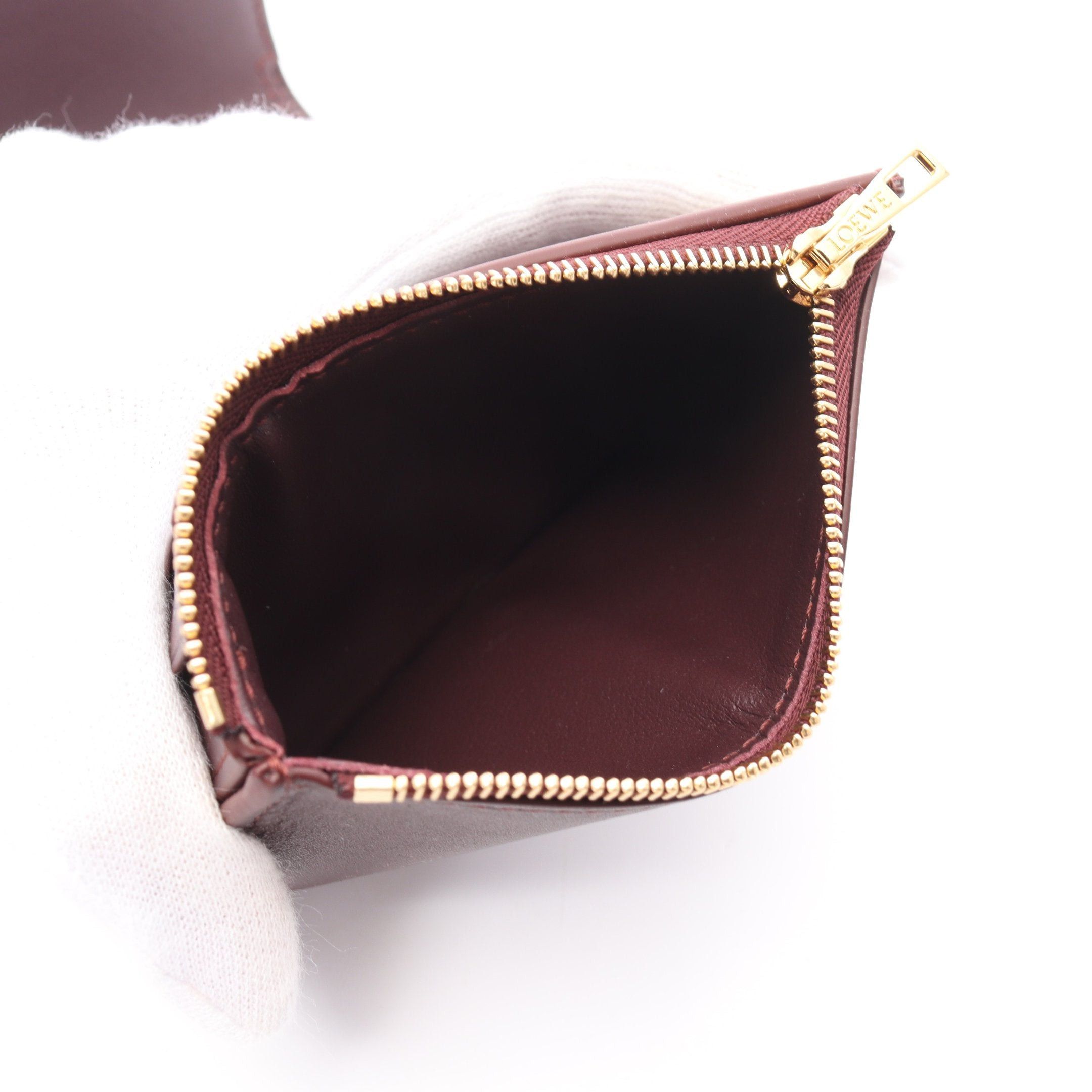 Loewe Loewe Pebble Vertical Wallet Small Trifold Leather Bordeaux Size ONE SIZE - 4 Thumbnail