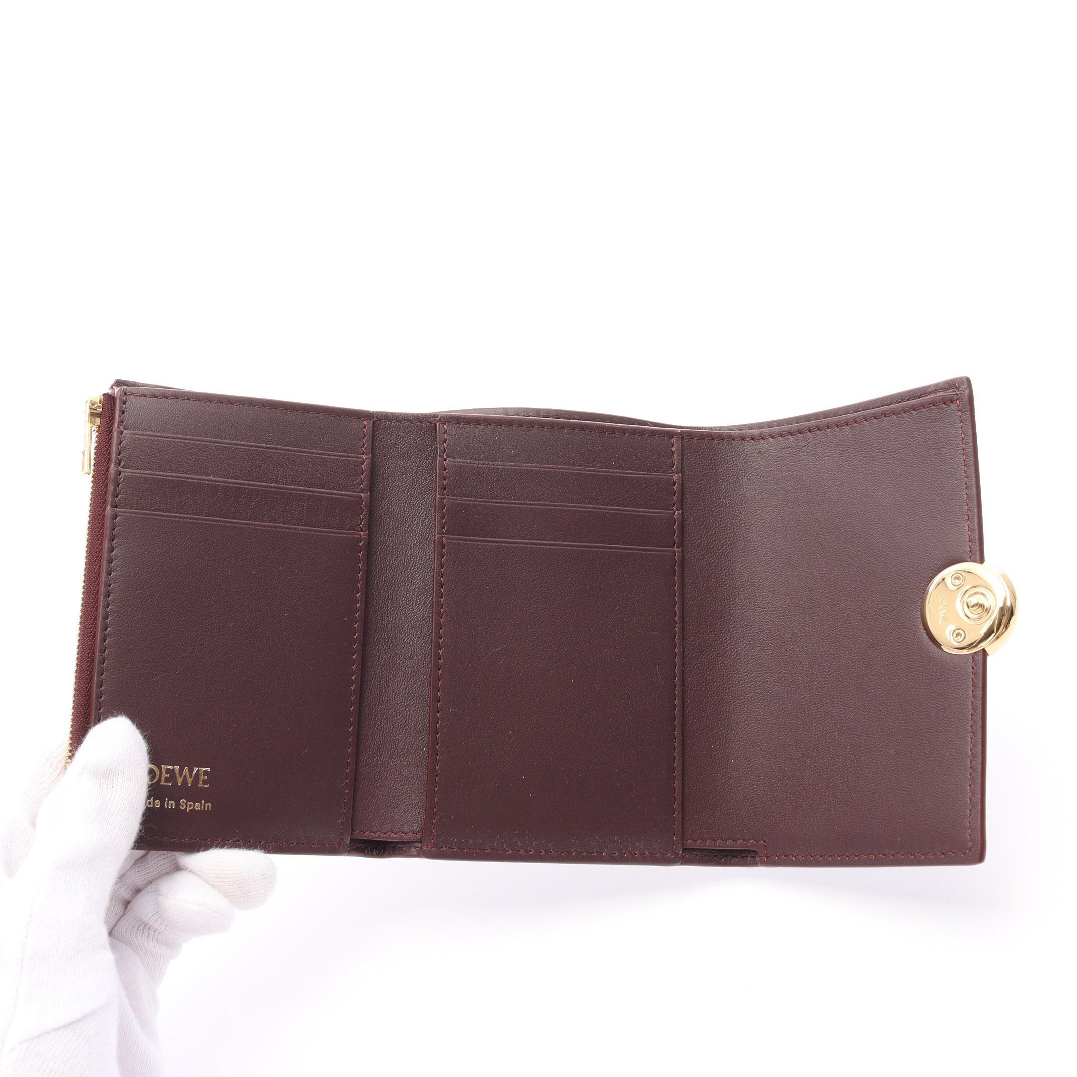 Loewe Loewe Pebble Vertical Wallet Small Trifold Leather Bordeaux Size ONE SIZE - 3 Thumbnail