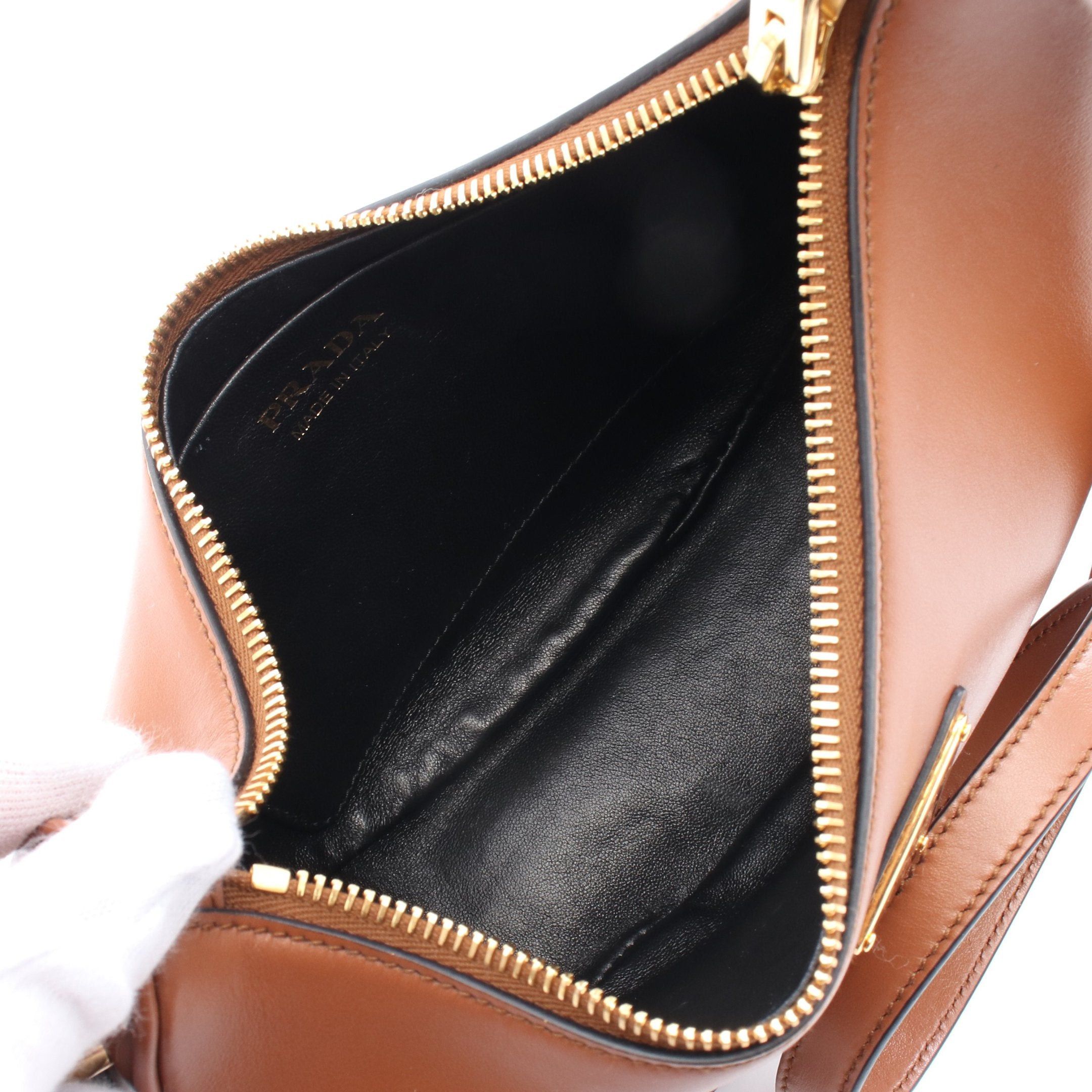 Prada Prada Soft Calf Arke Handbag Leather Brown Size ONE SIZE - 3 Thumbnail