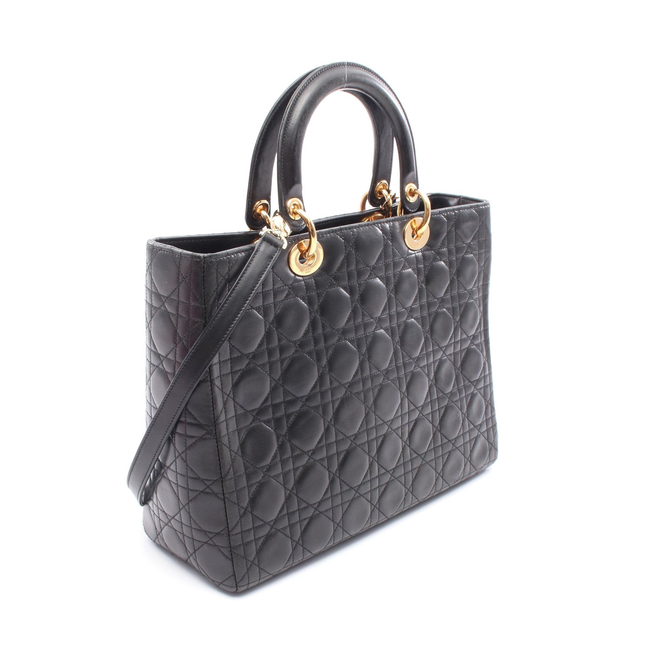 Dior Dior Lady Dior Large Handbag Leather Black Size ONE SIZE - 2 Thumbnail