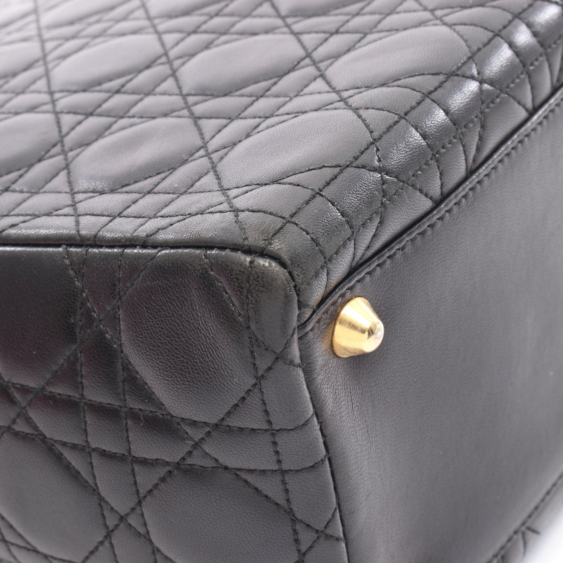 Dior Dior Lady Dior Large Handbag Leather Black Size ONE SIZE - 8 Thumbnail
