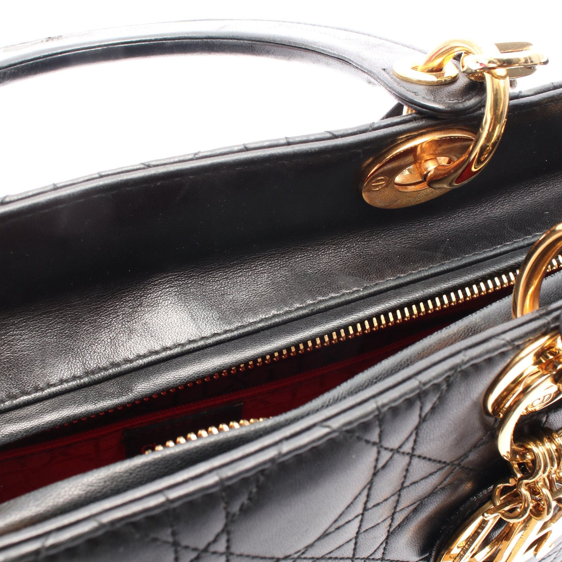 Dior Dior Lady Dior Large Handbag Leather Black Size ONE SIZE - 6 Thumbnail