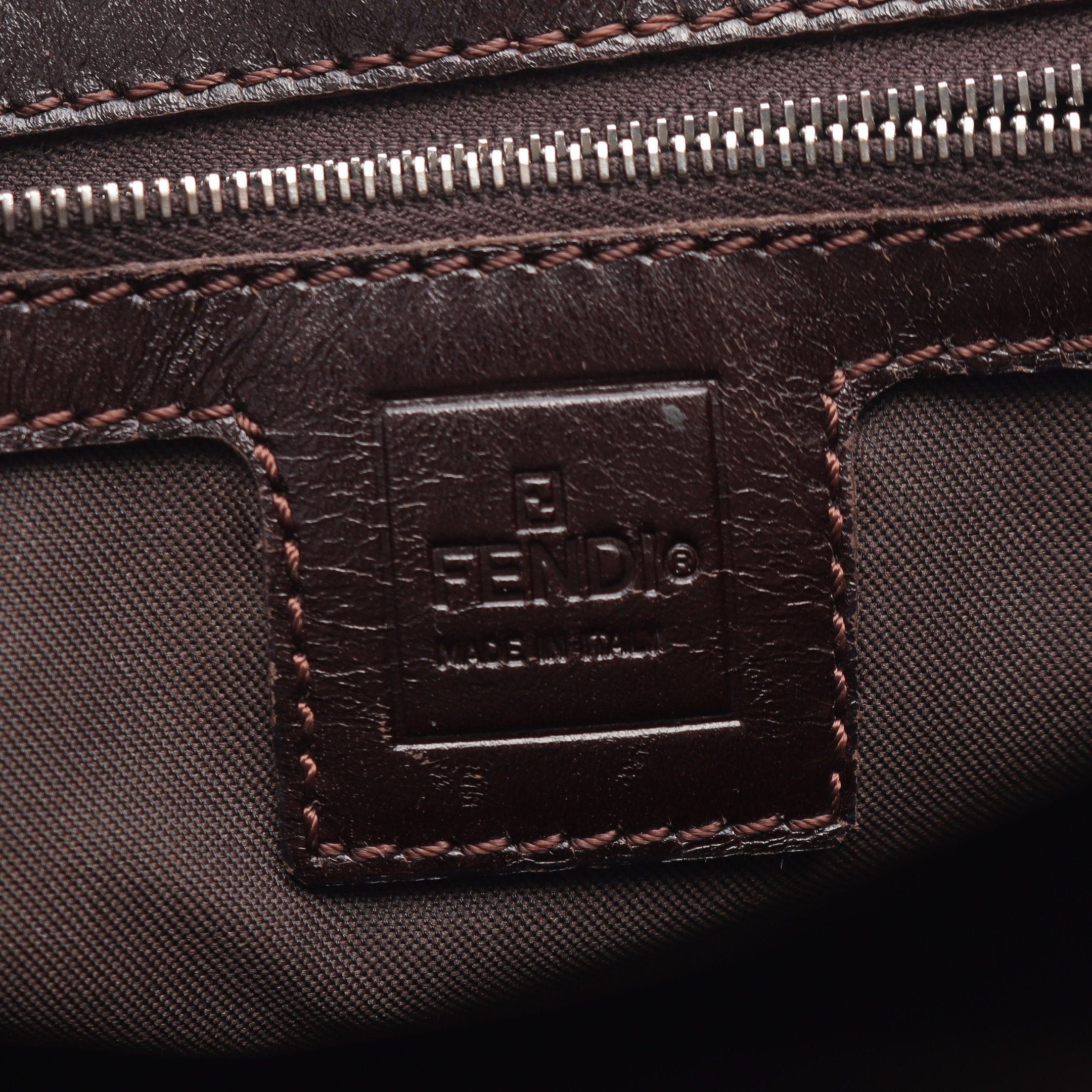 Fendi Fendi Zucca Handbag Tote Bag Canvas Leather Brown Dark Size ONE SIZE - 4 Thumbnail