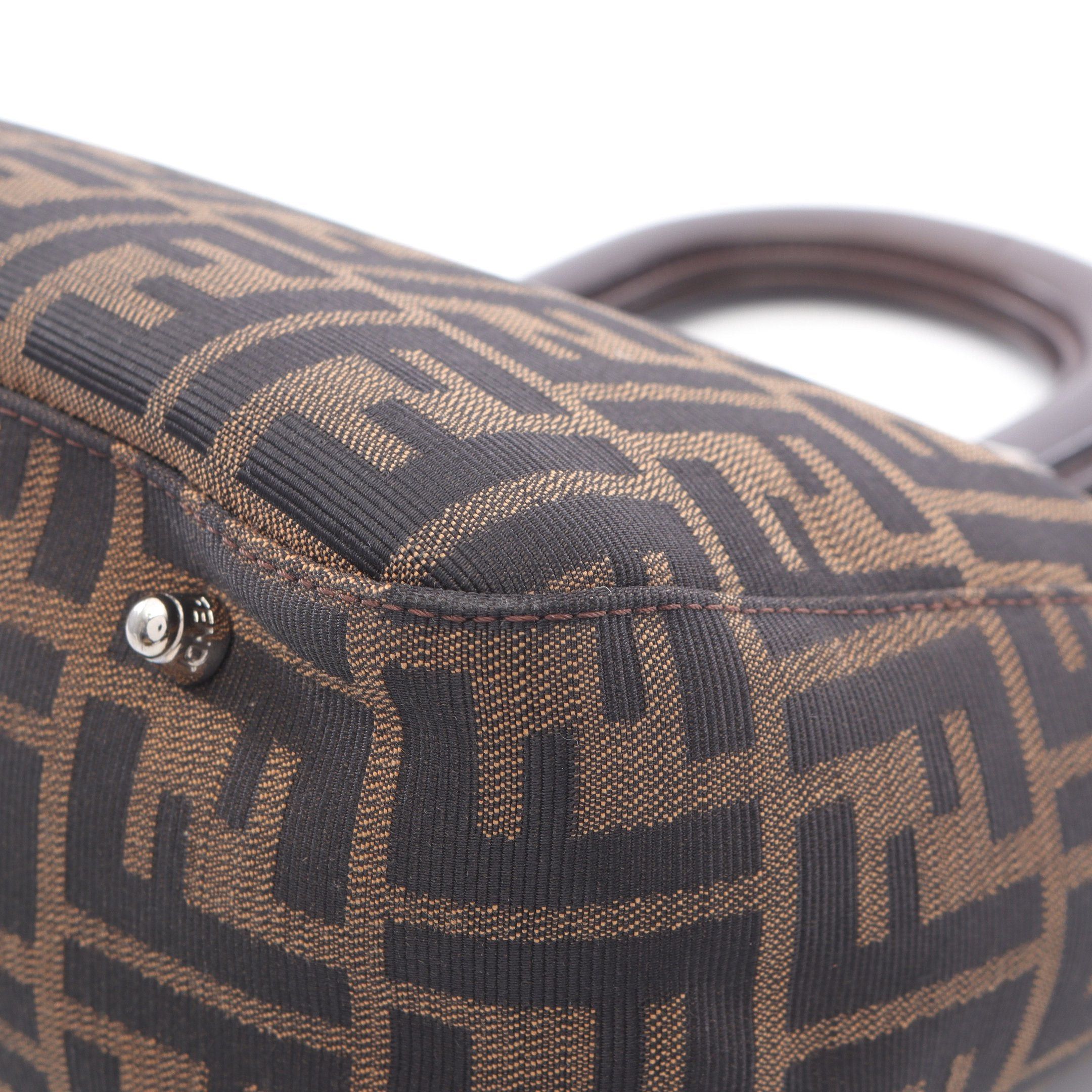 Fendi Fendi Zucca Handbag Tote Bag Canvas Leather Brown Dark Size ONE SIZE - 7 Thumbnail