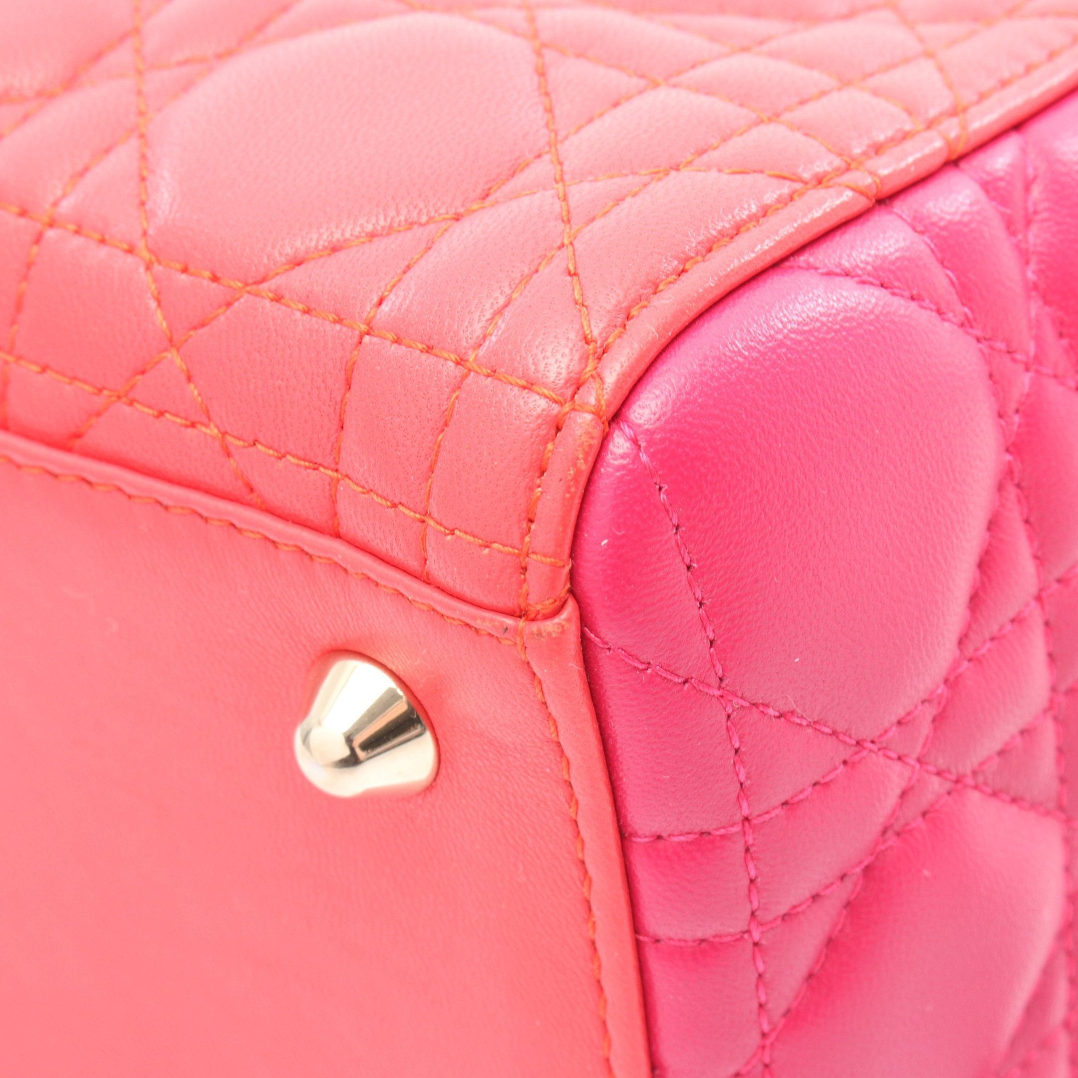 Dior Dior Lady Dior Large Handbag Leather Red Pink Purple Size ONE SIZE - 6 Thumbnail