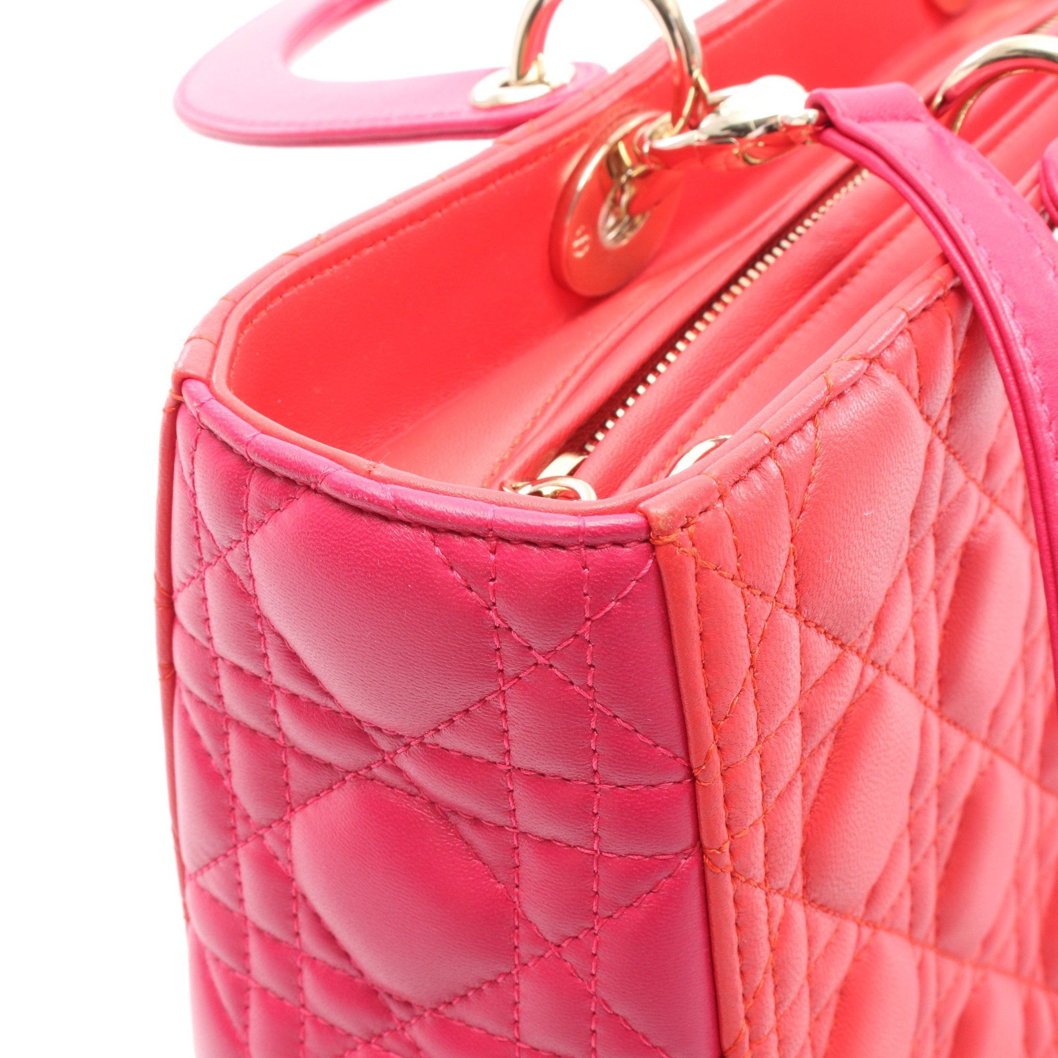 Dior Dior Lady Dior Large Handbag Leather Red Pink Purple Size ONE SIZE - 7 Thumbnail