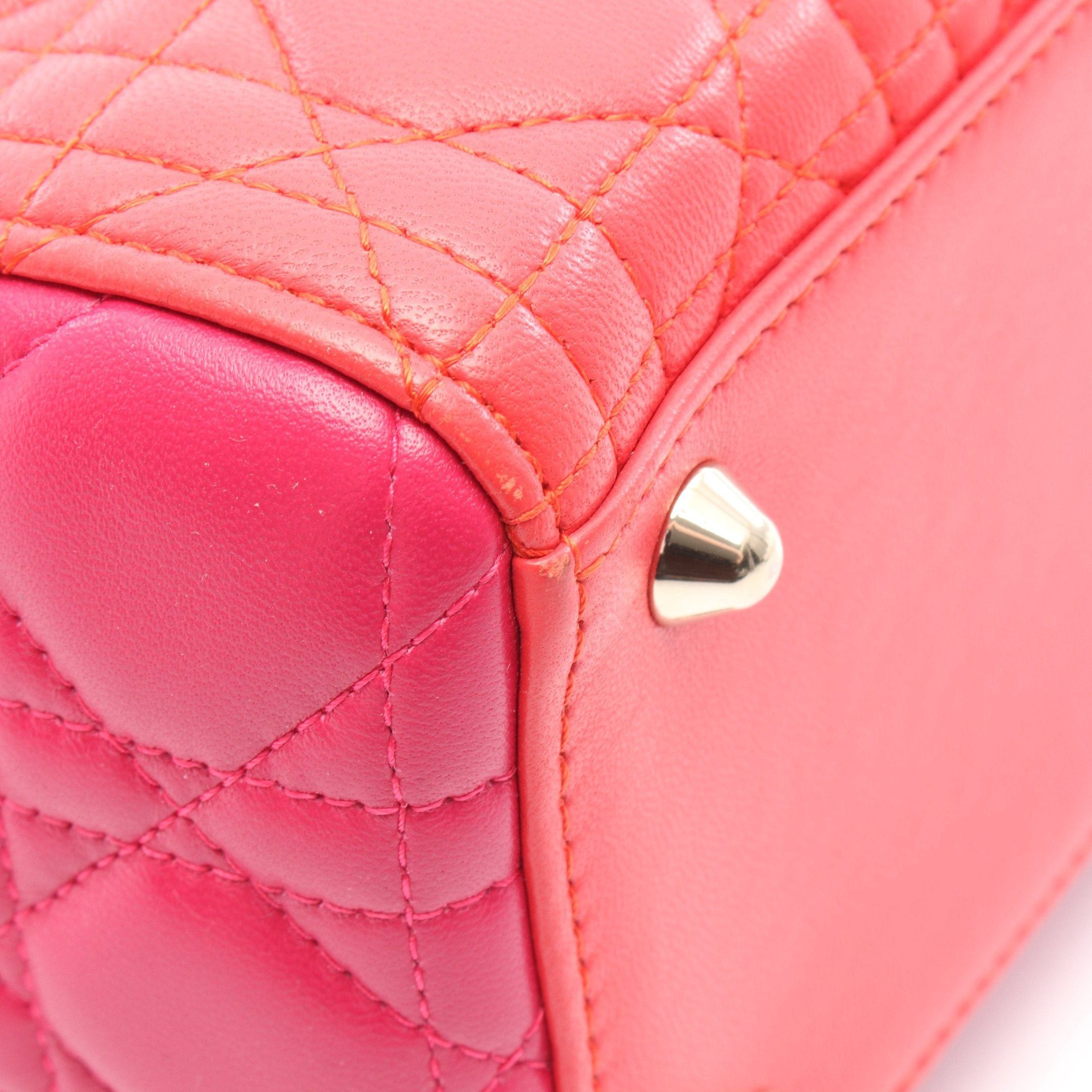 Dior Dior Lady Dior Large Handbag Leather Red Pink Purple Size ONE SIZE - 5 Thumbnail