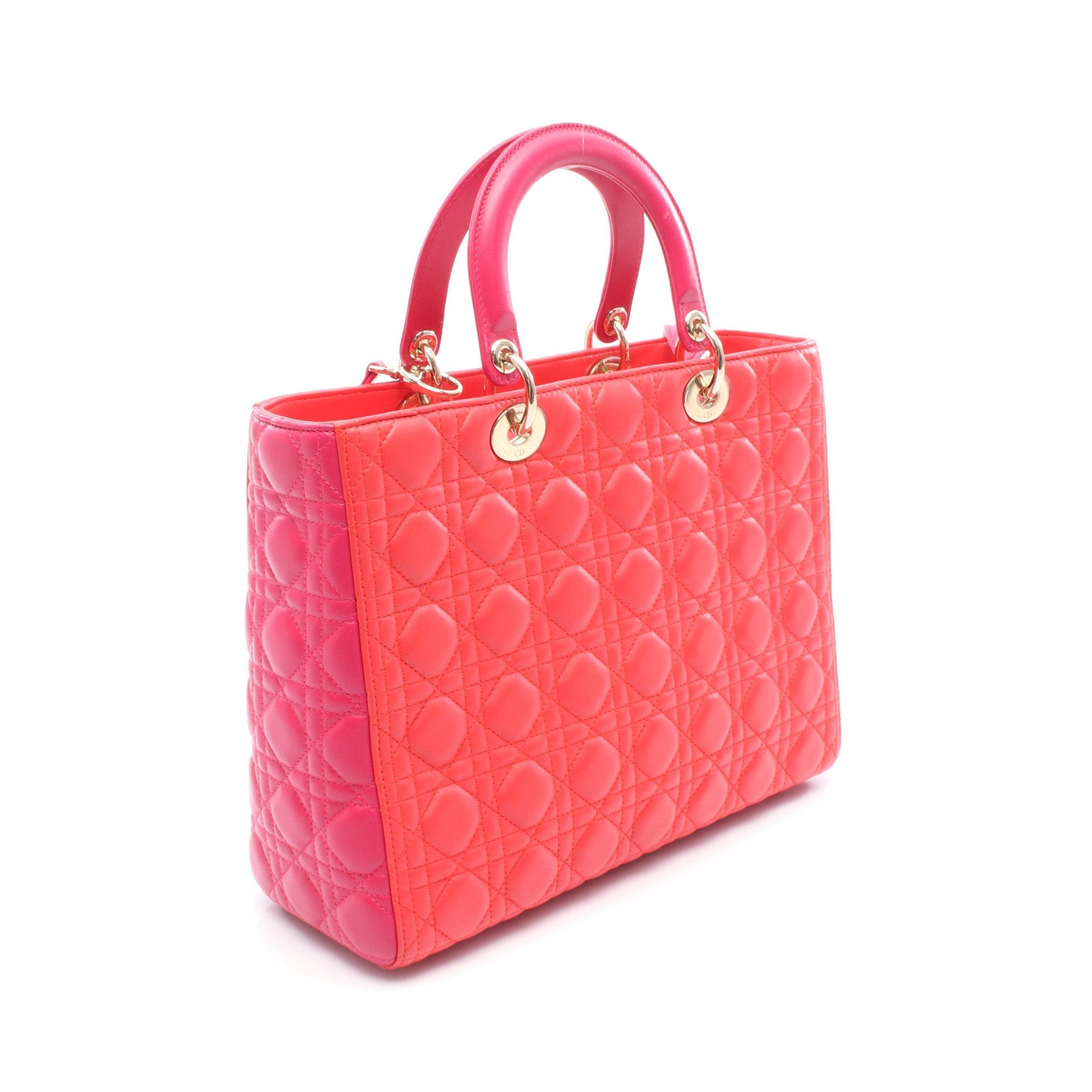 Dior Dior Lady Dior Large Handbag Leather Red Pink Purple Size ONE SIZE - 2 Thumbnail