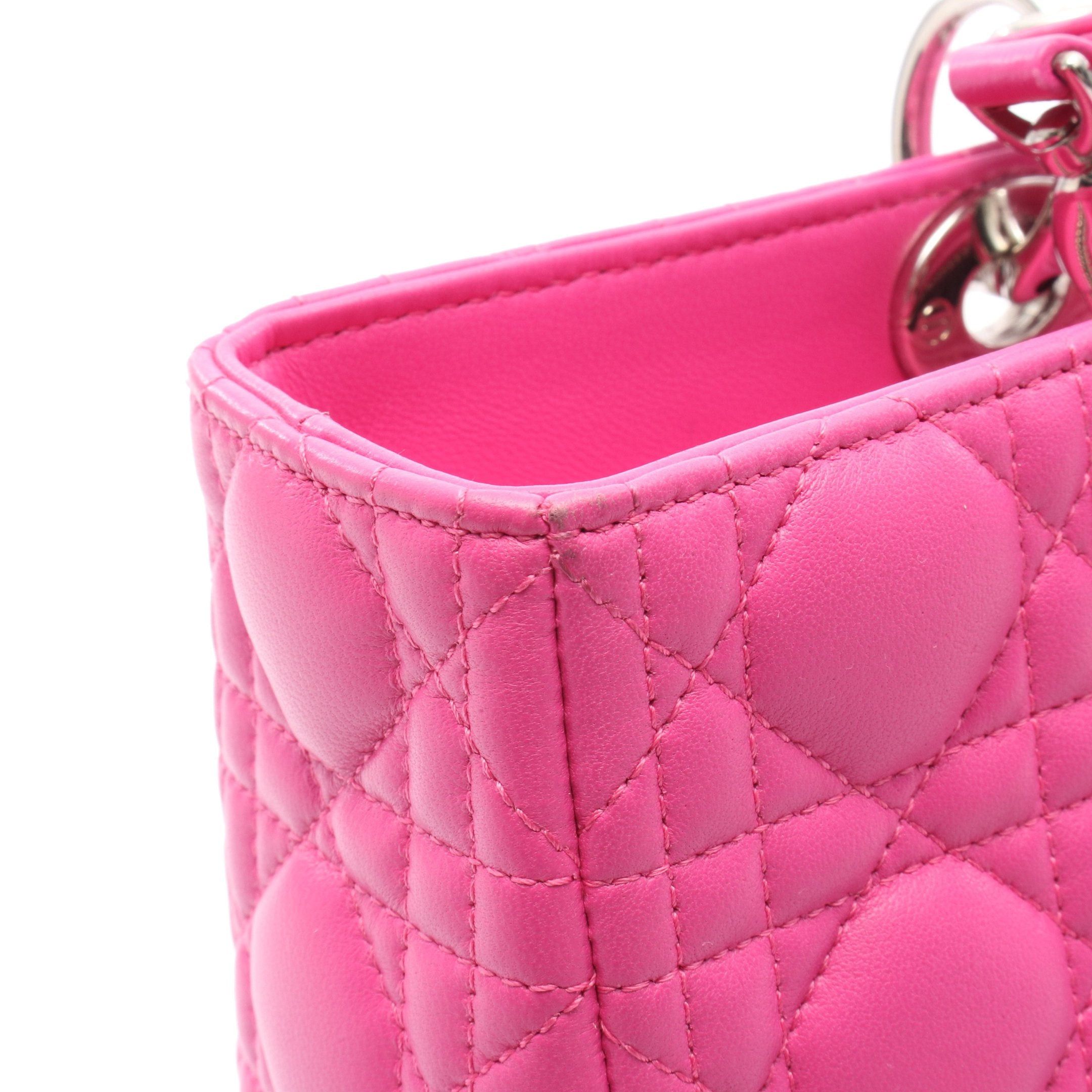 Dior Dior Lady Dior Large Handbag Leather Pink Size ONE SIZE - 7 Thumbnail