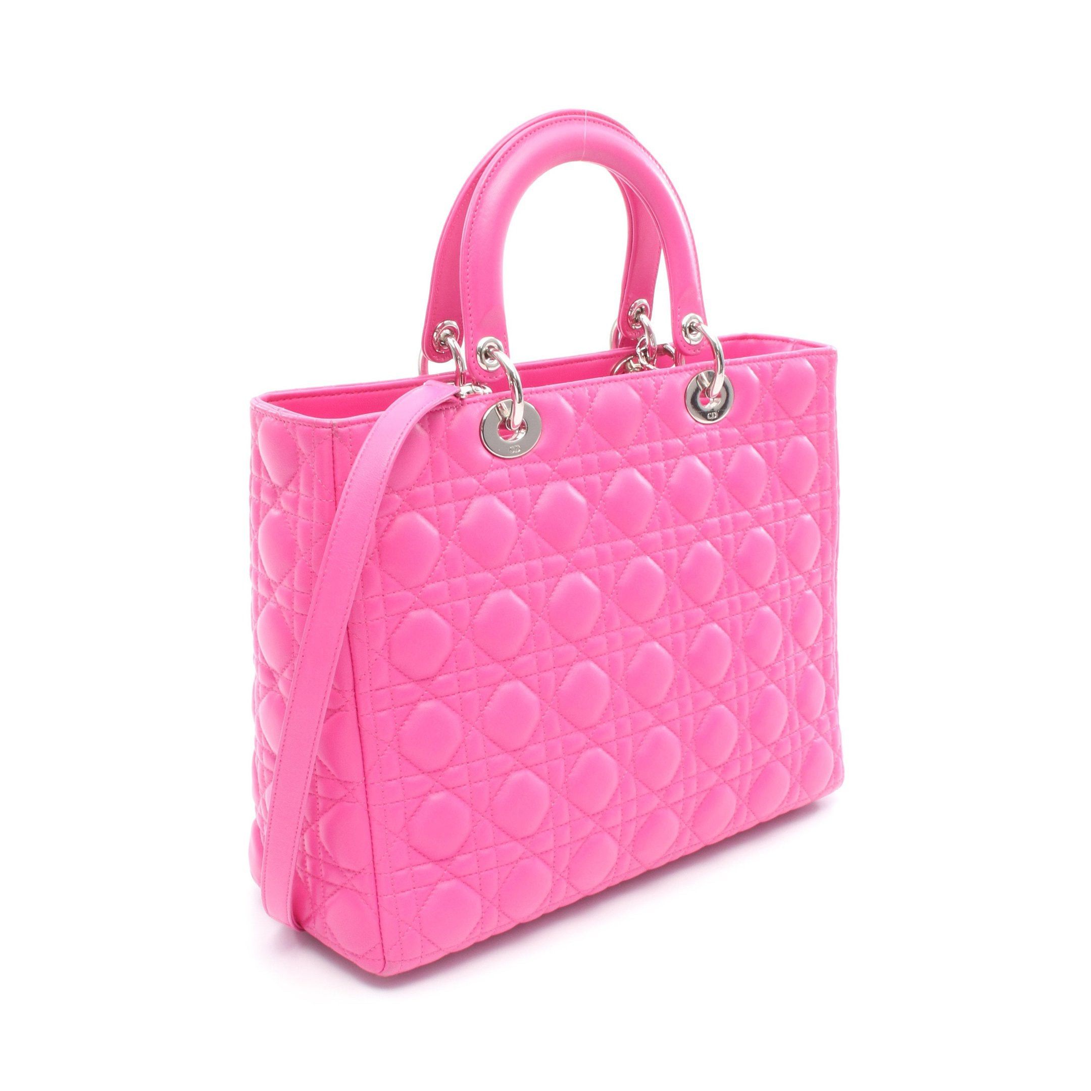 Dior Dior Lady Dior Large Handbag Leather Pink Size ONE SIZE - 2 Thumbnail