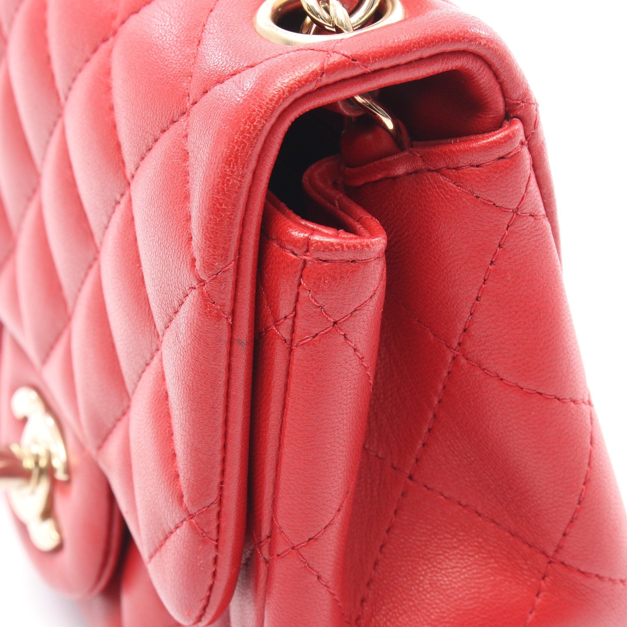 Chanel Chanel Mini Matelasse Chain Shoulder Bag Leather Red Gold Hardware Size ONE SIZE - 10 Thumbnail