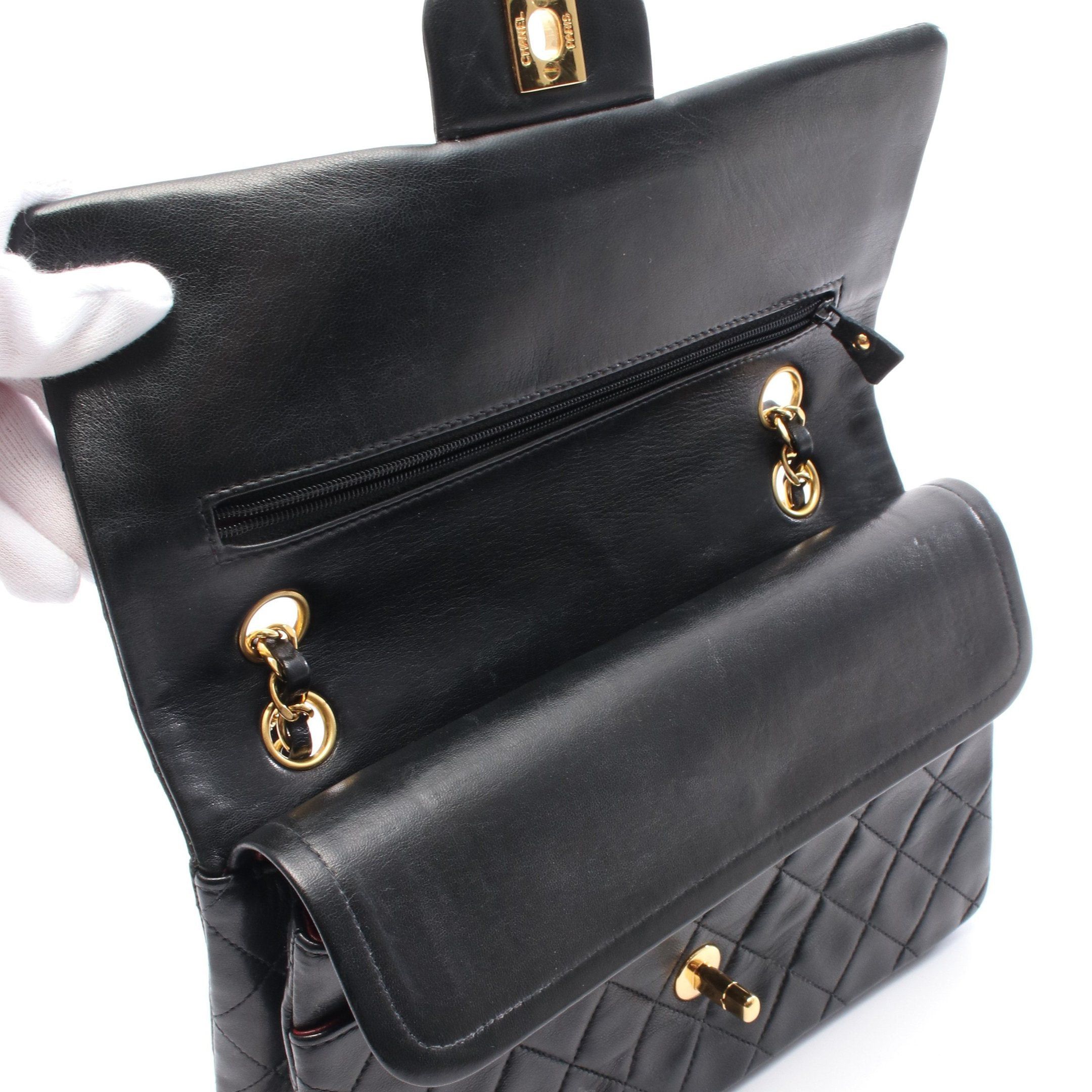Chanel Chanel Matelasse Double Flap Chain Shoulder Bag Leather Black Gold Hardware Size ONE SIZE - 6 Thumbnail