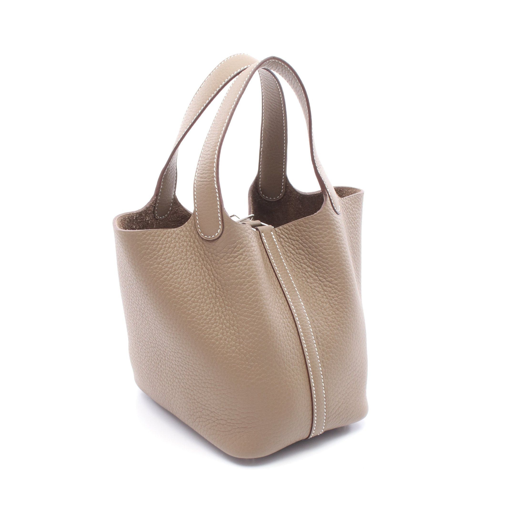 Hermes Hermes Picotan Lock Pm Etoupe Handbag Clemence Leather Gray Brown Silver Hardware K Stamp Size ONE SIZE - 2 Thumbnail