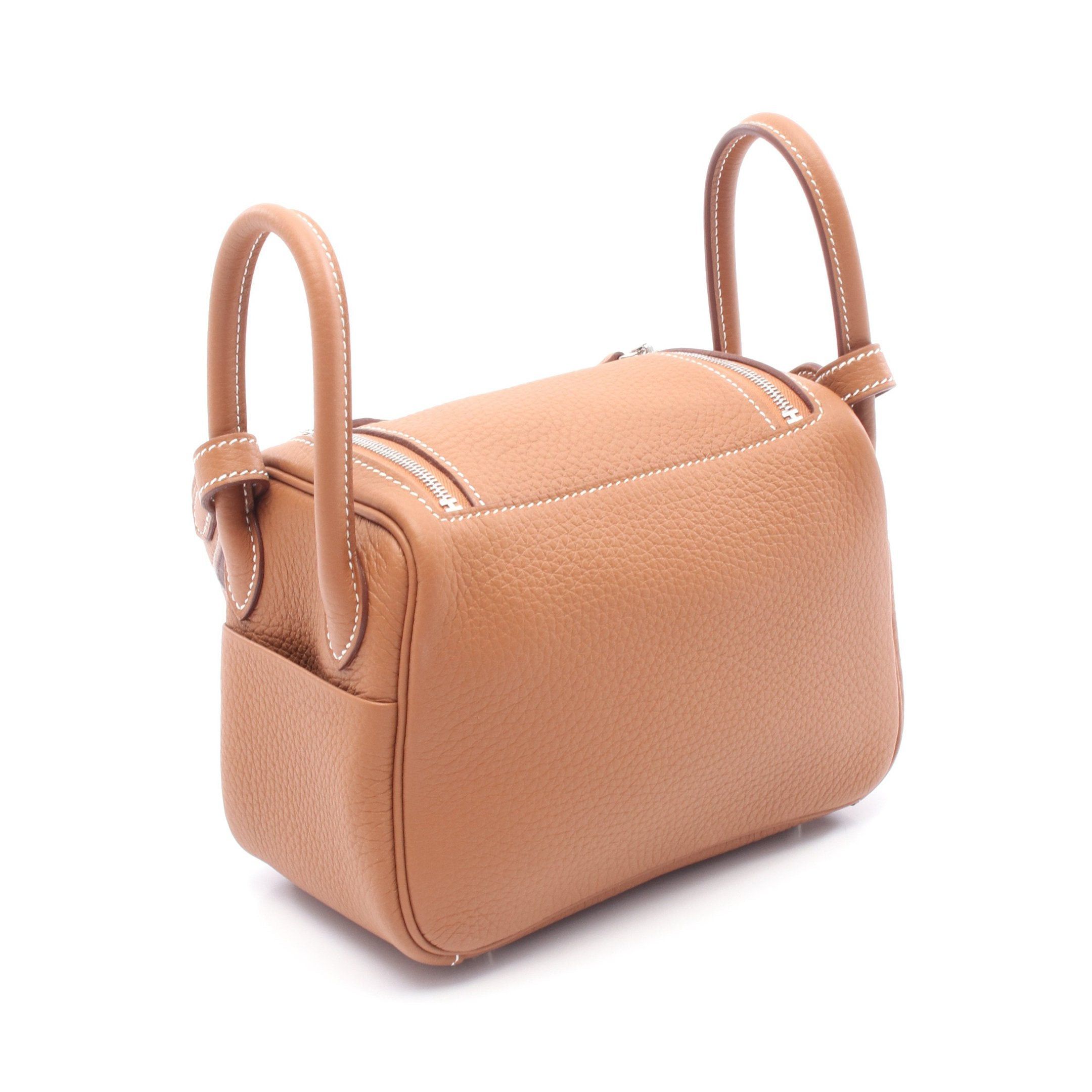 Hermes Hermes Lindy Mini Gold Shoulder Bag Clemence Leather Brown Silver Hardware Double Engraved Size ONE SIZE - 2 Thumbnail