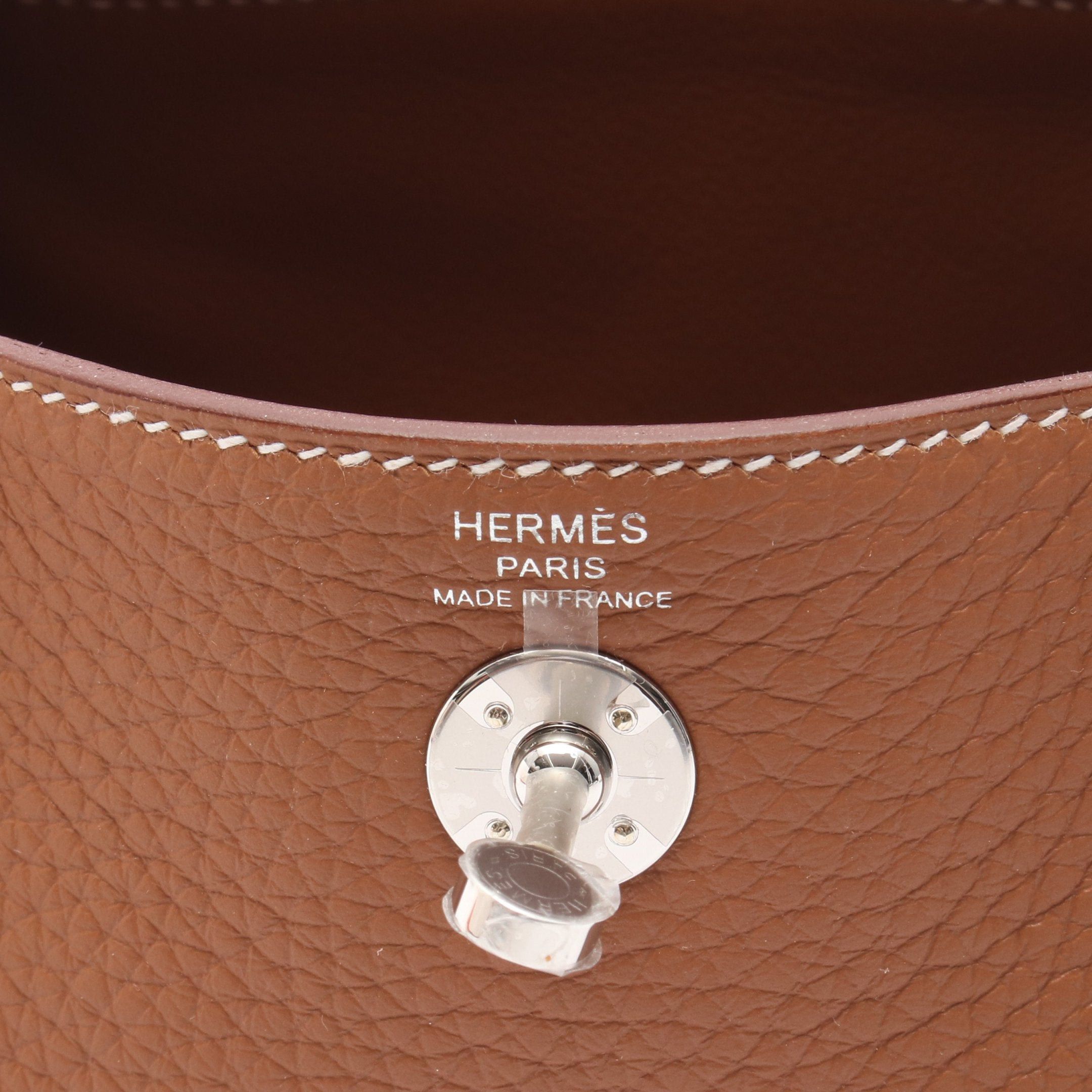 Hermes Hermes Lindy Mini Gold Shoulder Bag Clemence Leather Brown Silver Hardware Double Engraved Size ONE SIZE - 4 Thumbnail