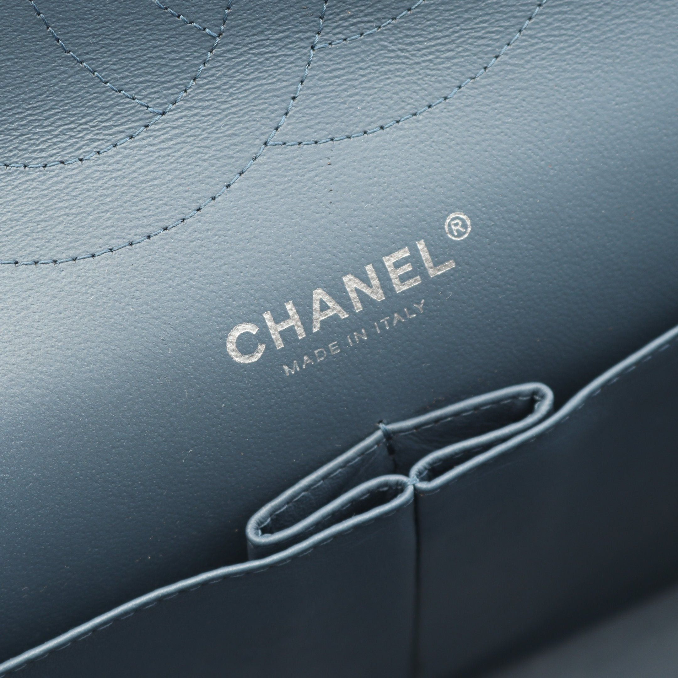 Chanel Chanel Decamatlassé 30 Classic Large Double Flap Chain Shoulder Bag Lambskin Blue Green Silver Hardware Size ONE SIZE - 4 Thumbnail