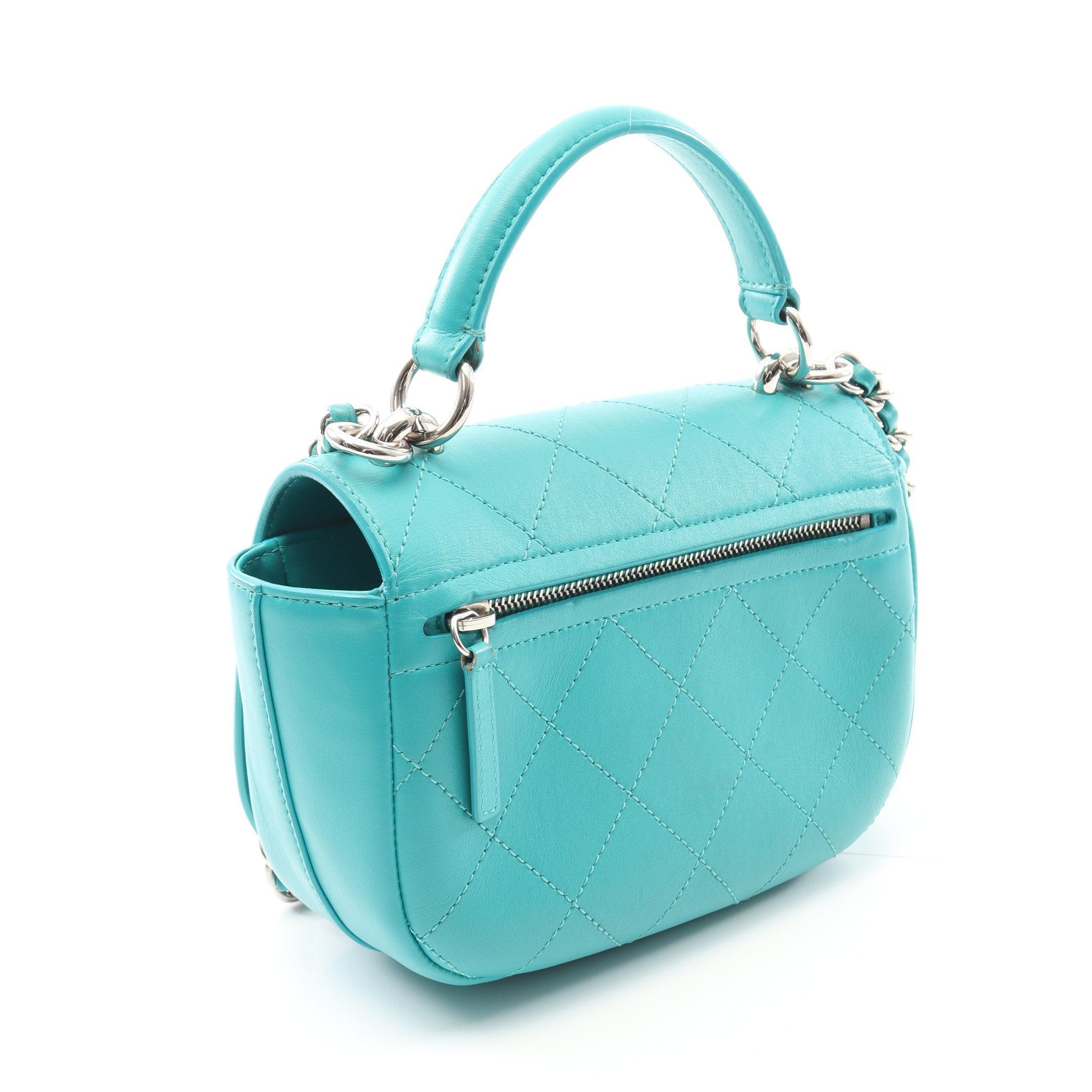 Chanel Chanel Matelasse Top Handle Chain Shoulder Bag Leather Emerald Green Silver Hardware Size ONE SIZE - 2 Thumbnail