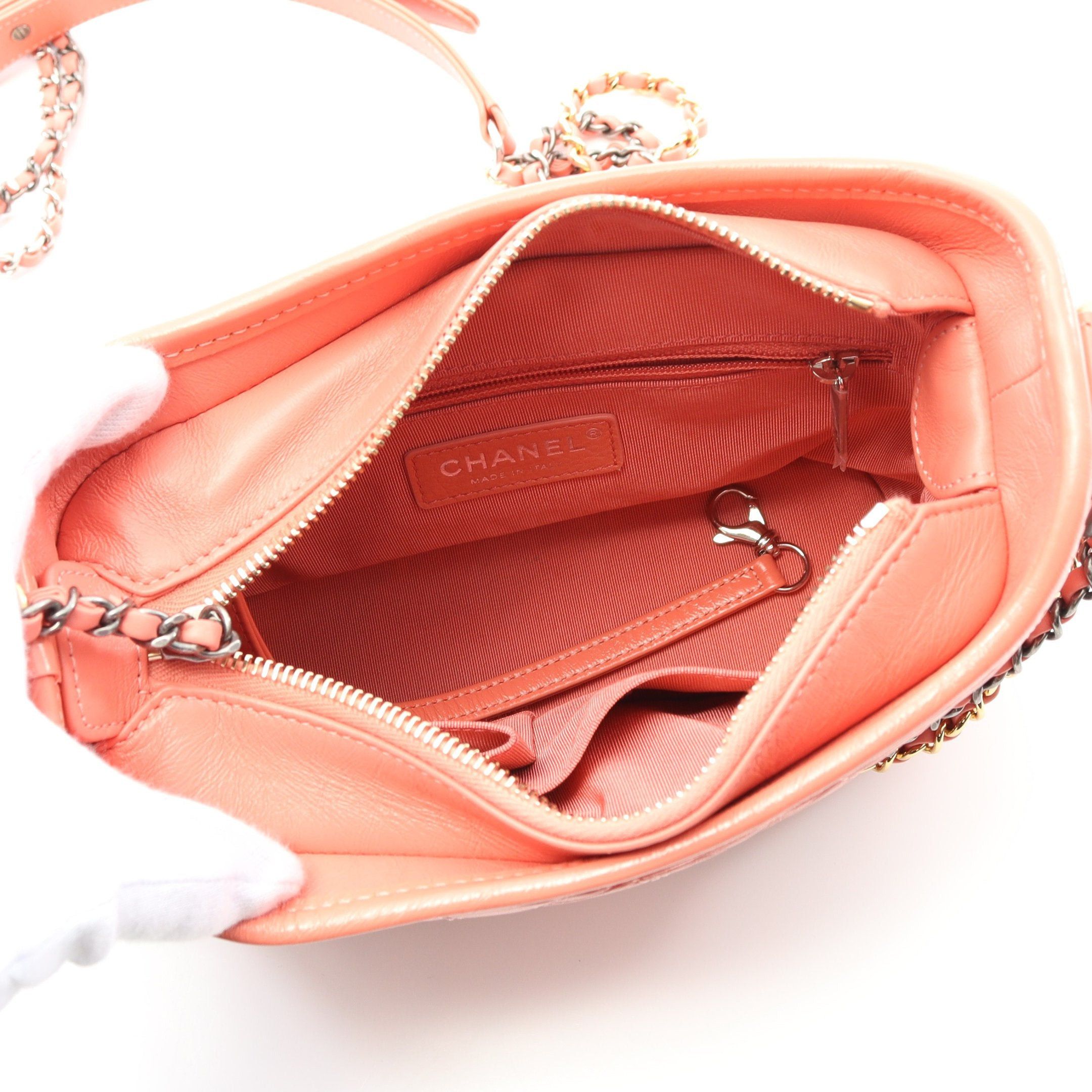 Chanel Chanel Gabriel De Chanel Small Hobo Chain Shoulder Bag Leather Coral Orange Combination Metal Fittings Size ONE SIZE - 3 Thumbnail