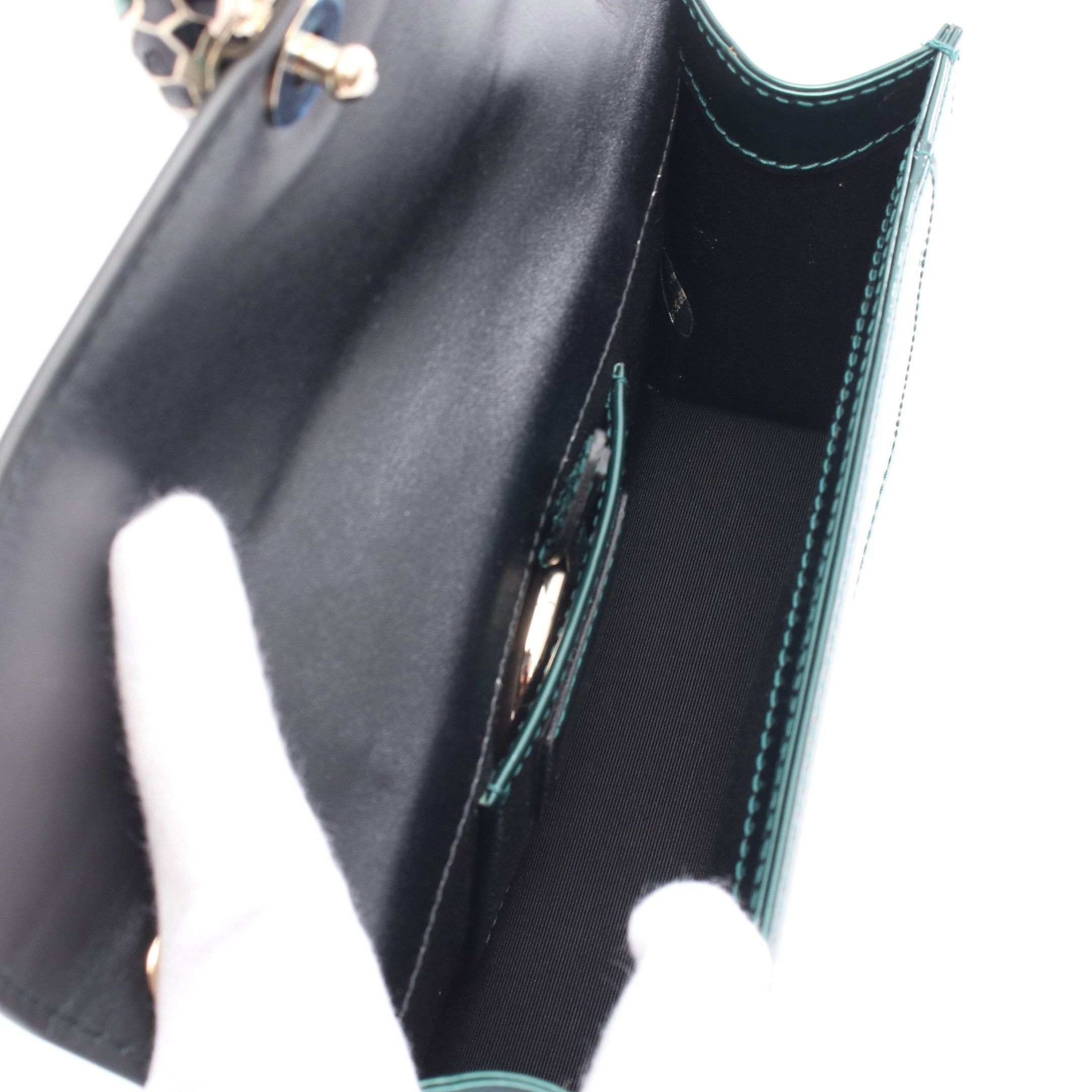 Bvlgari Bvlgari Serpenti Forever Chain Shoulder Bag Patent Leather Dark Green Size ONE SIZE - 3 Thumbnail