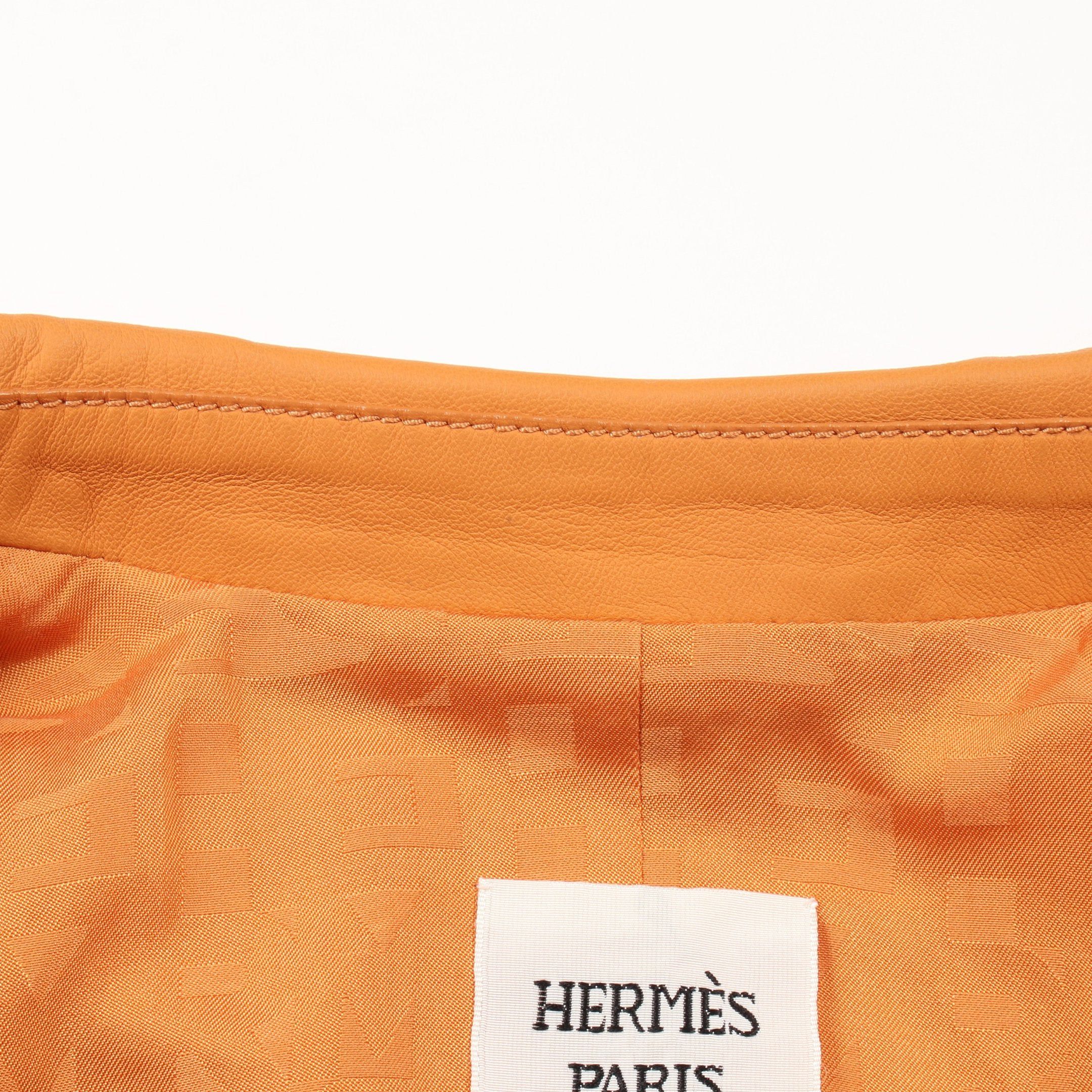 Hermes Hermes Jacket Leather Orange Brown Size ONE SIZE - 7 Thumbnail