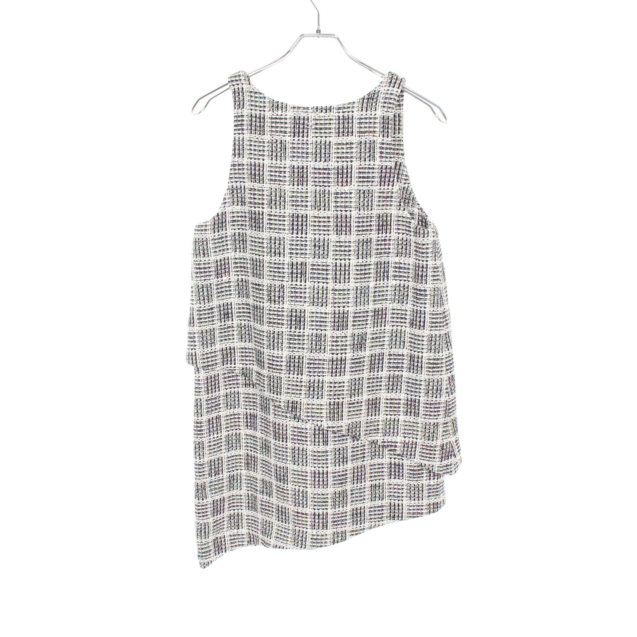 Chanel Chanel Coco Mark One Piece No Sleeve Sequin Rame Tweed White Dark Navy Multicolor Size ONE SIZE - 2 Thumbnail