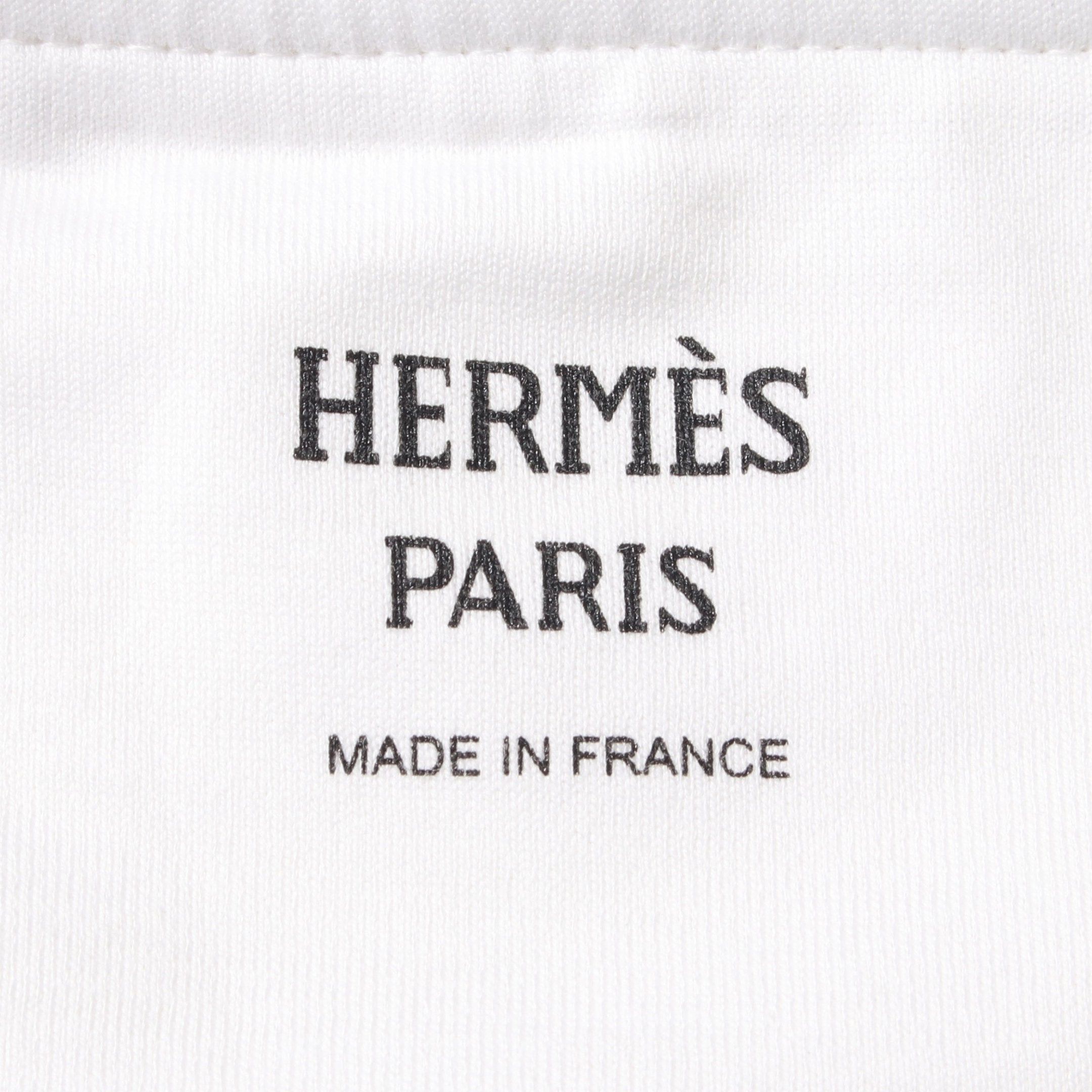Hermes Hermes Cropped T-Shirt Cotton White Gray Brown Size ONE SIZE - 3 Thumbnail