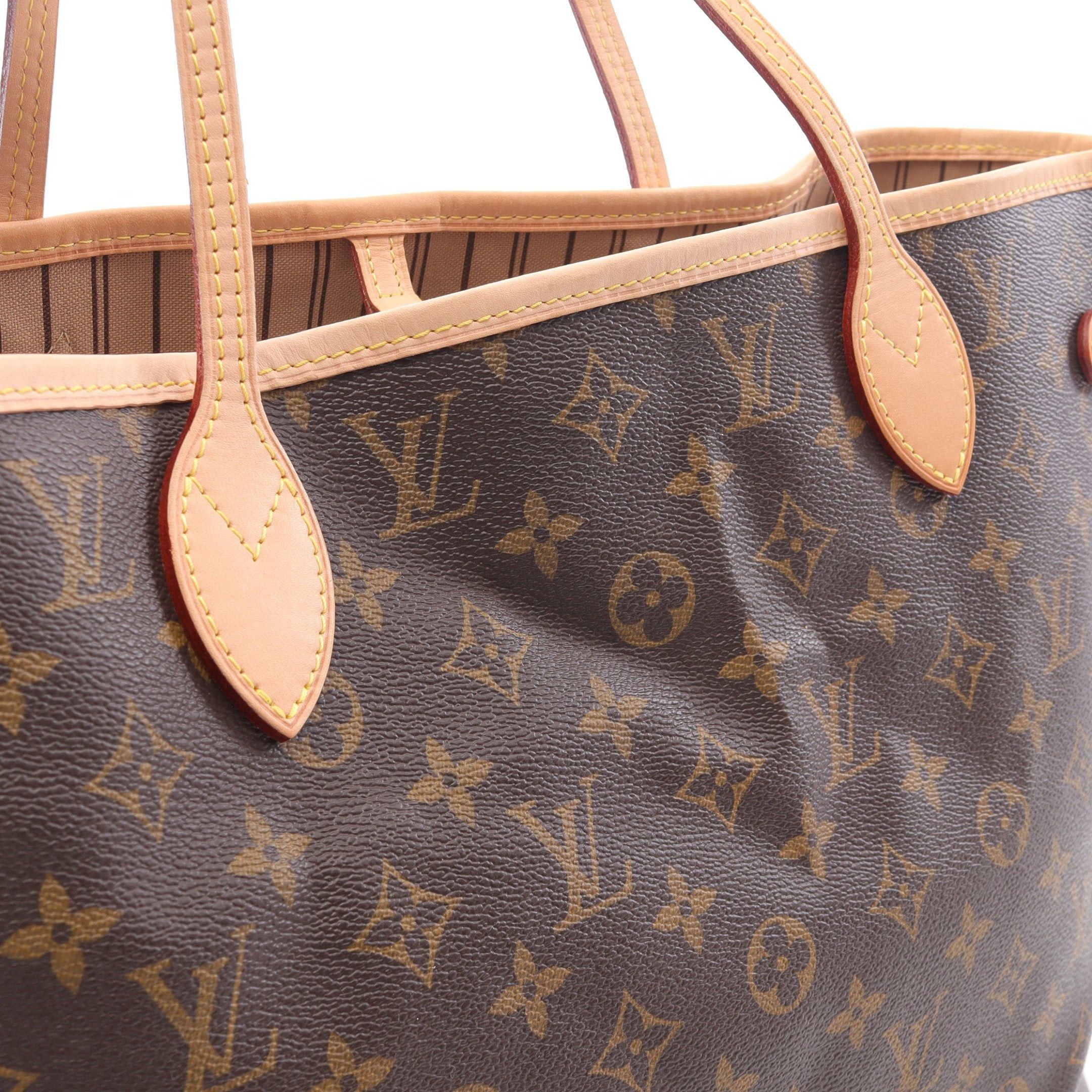 Louis Vuitton Louis Vuitton Neverfull Mm Monogram Shoulder Bag Tote Leather Brown Size ONE SIZE - 9 Thumbnail