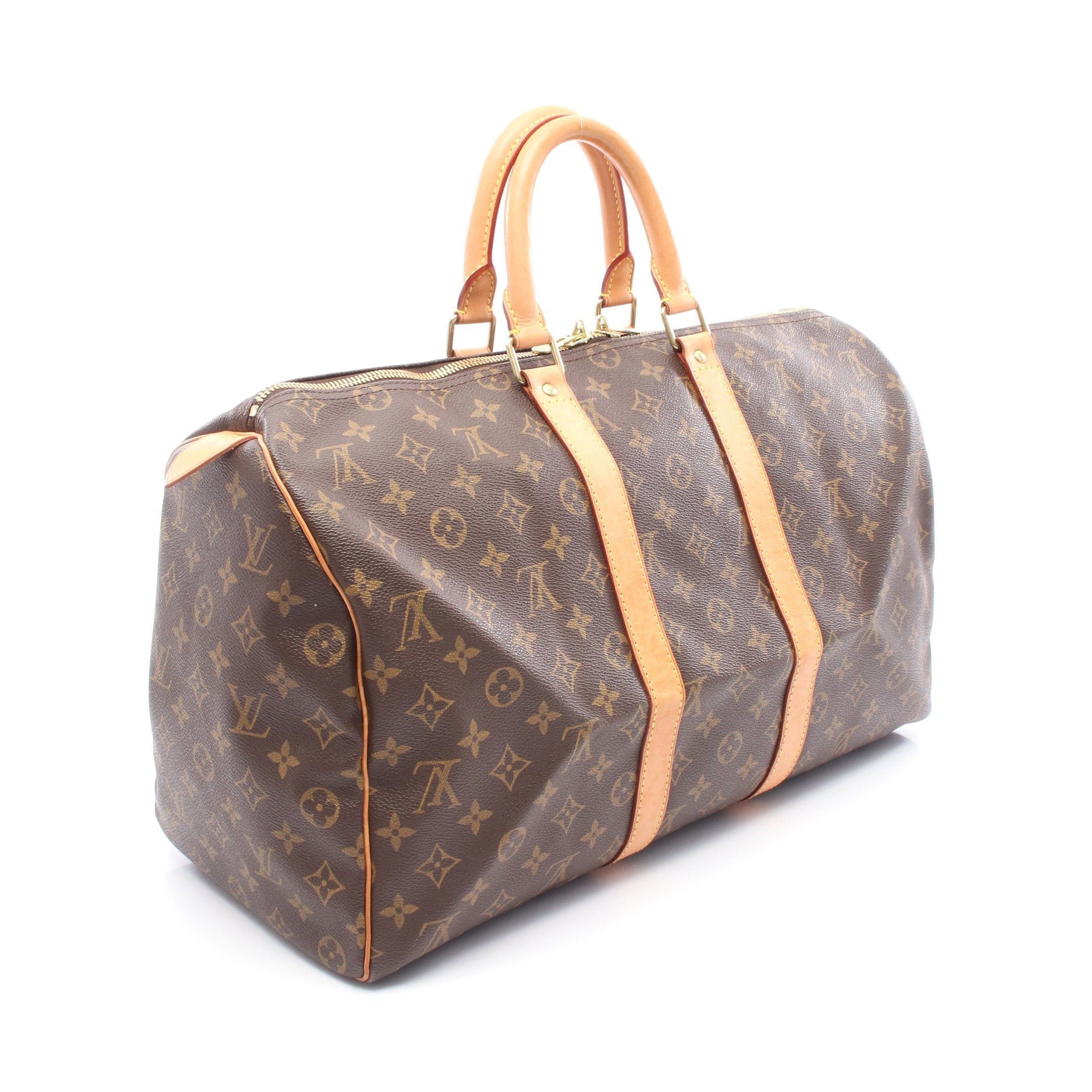Louis Vuitton Louis Vuitton Keepall 45 Monogram Boston Bag Leather Brown Size ONE SIZE - 2 Thumbnail