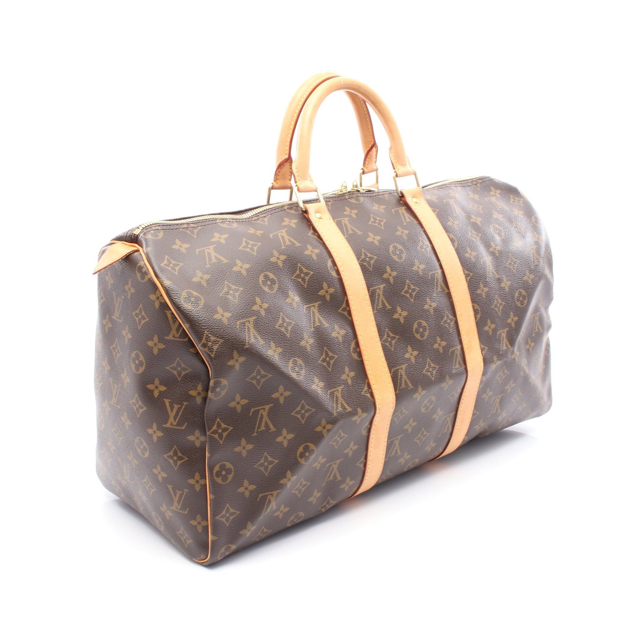 Louis Vuitton Louis Vuitton Keepall 50 Monogram Boston Bag Leather Brown Size ONE SIZE - 2 Thumbnail