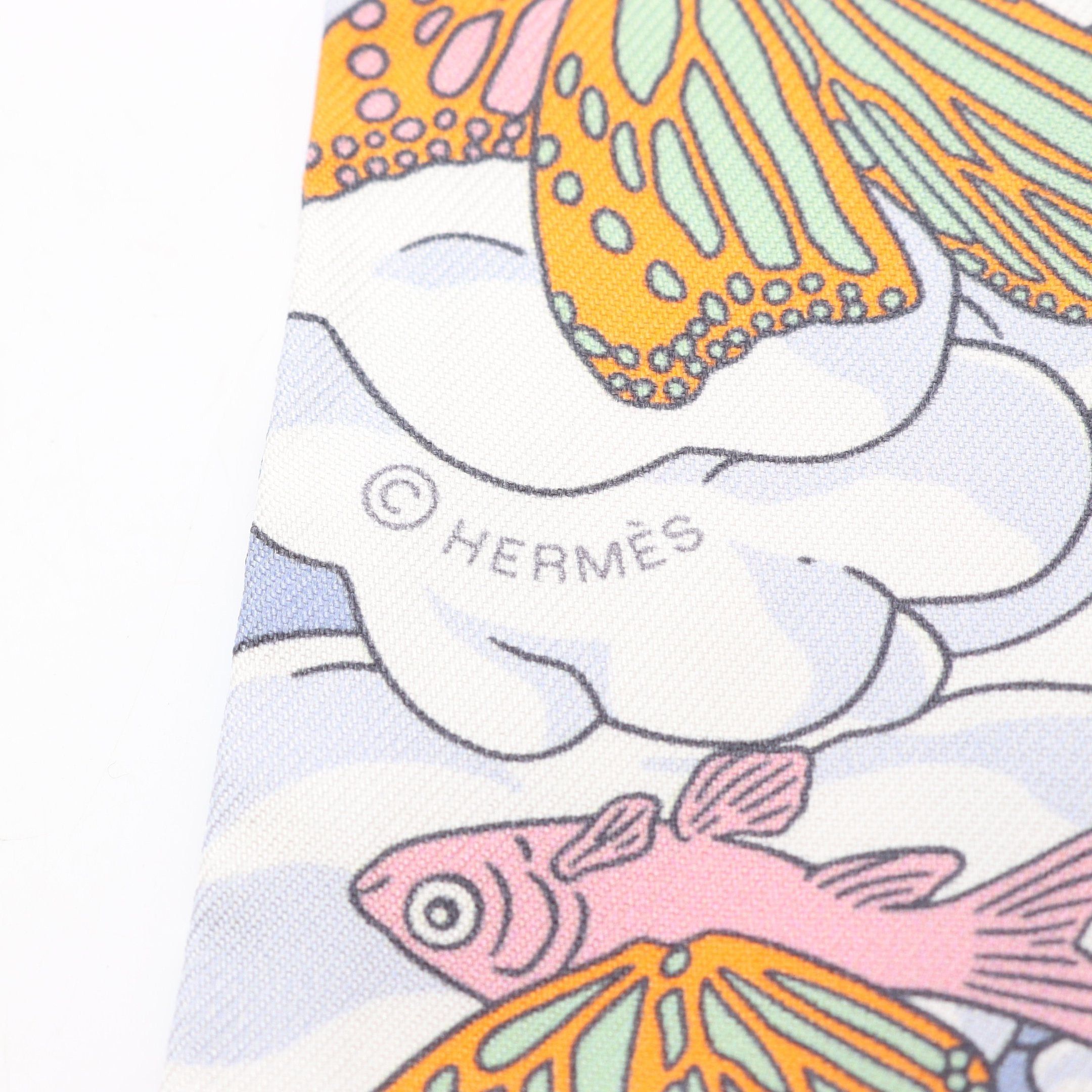 Hermes Hermes Twilly Sur Mon Nuage Ribbon Scarf Silk Black Multicolor Size ONE SIZE - 2 Thumbnail