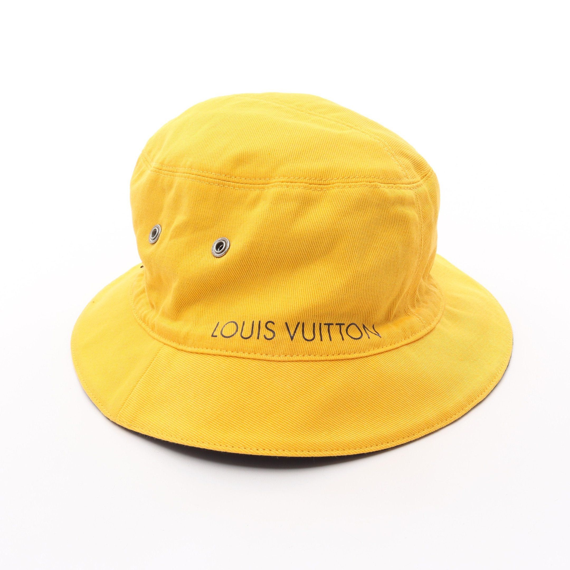 Louis Vuitton Louis Vuitton Chapeau Monogram Denim Bucket Hat Cotton Black Yellow Reversible Size ONE SIZE - 7 Thumbnail