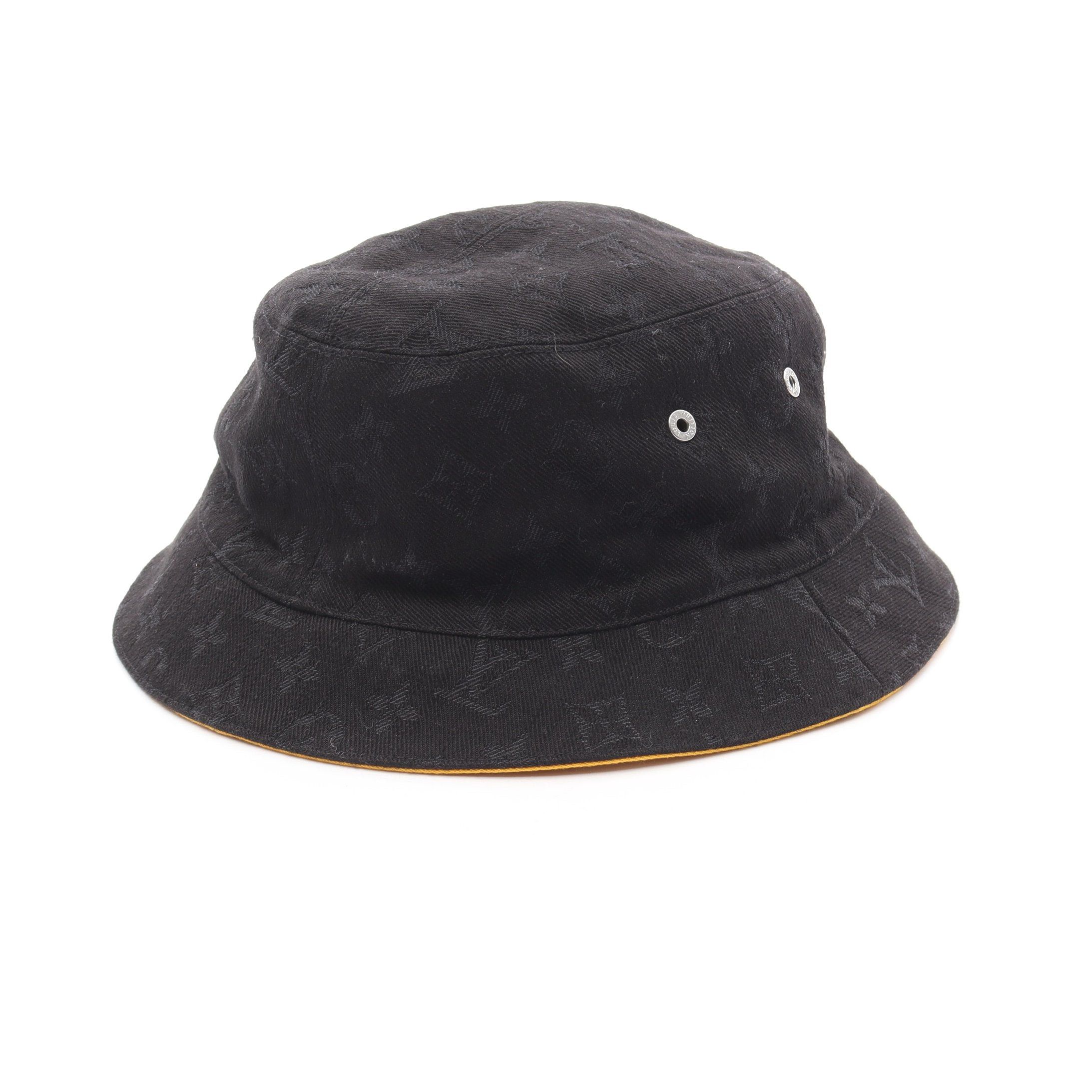 Louis Vuitton Louis Vuitton Chapeau Monogram Denim Bucket Hat Cotton Black Yellow Reversible Size ONE SIZE - 2 Thumbnail