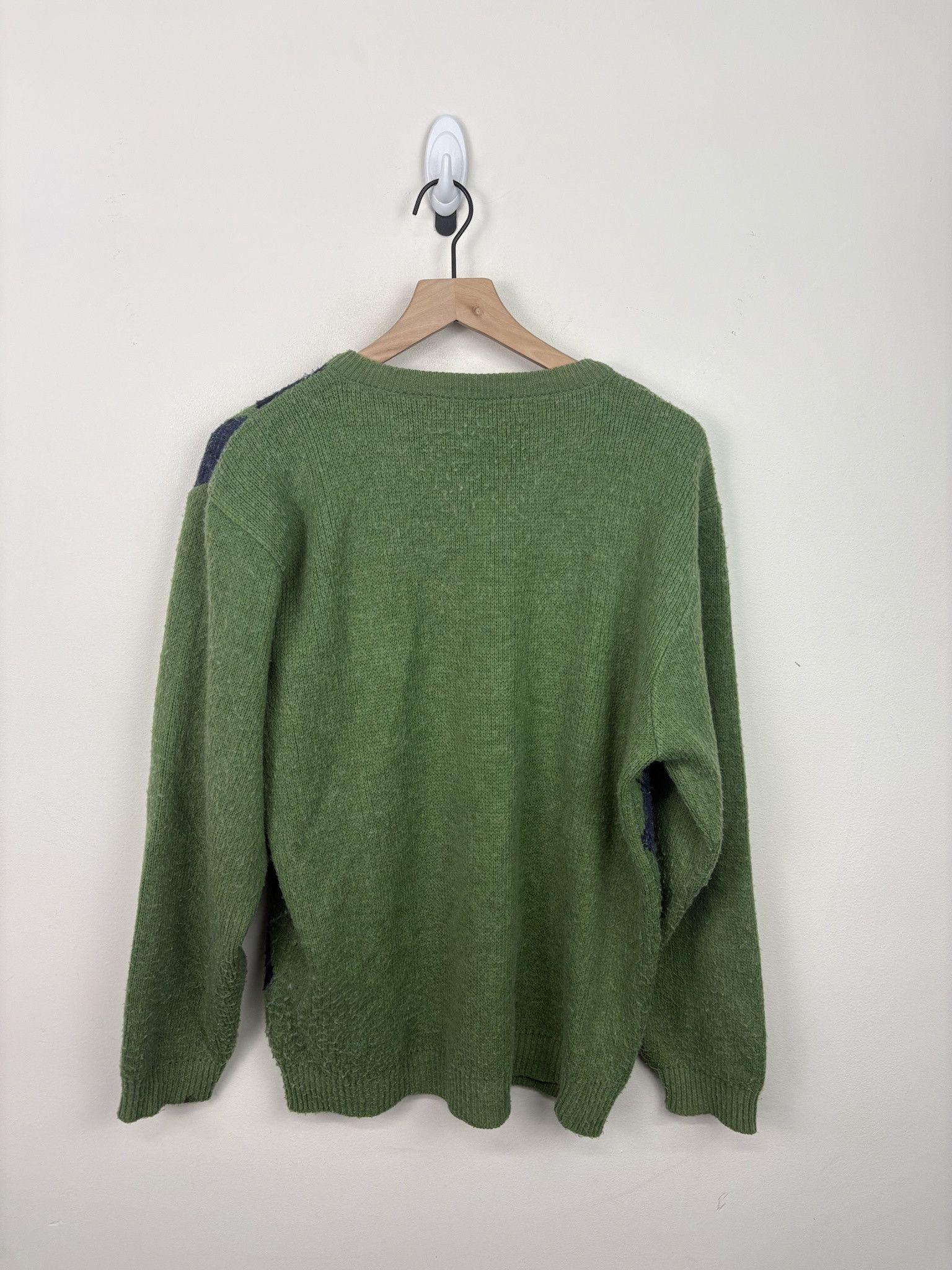 Other Vintage Knit Fleece Retrokit Plaid V Neck Cardigan Size US L / EU 52-54 / 3 - 3 Thumbnail
