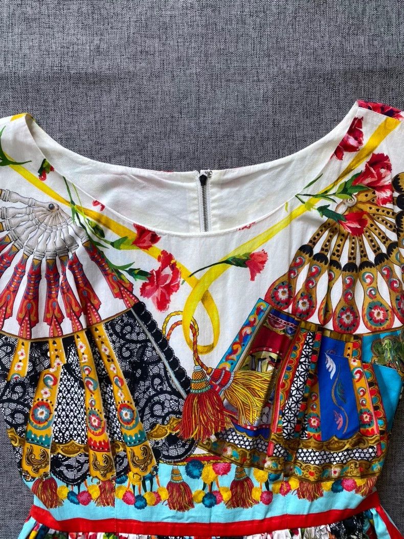 Dolce & Gabbana Dolce & Gabbana Printed Pleated Dress Size S / US 4 / IT 40 - 3 Thumbnail