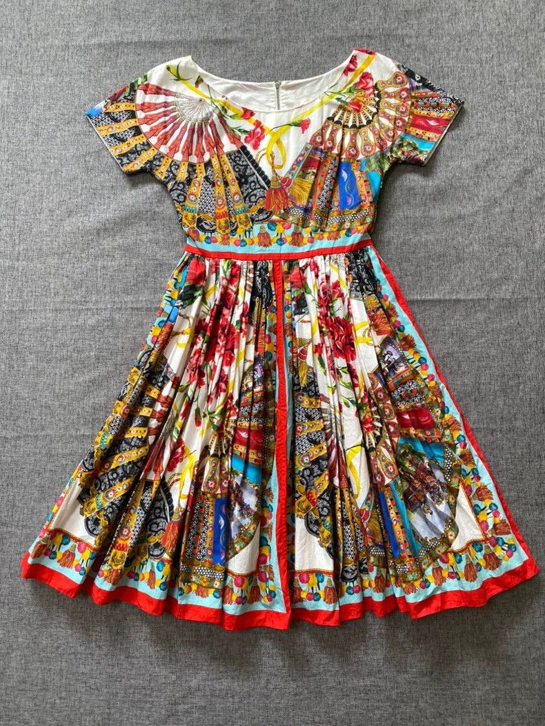 Dolce & Gabbana Dolce & Gabbana Printed Pleated Dress Size S / US 4 / IT 40 - 2 Thumbnail