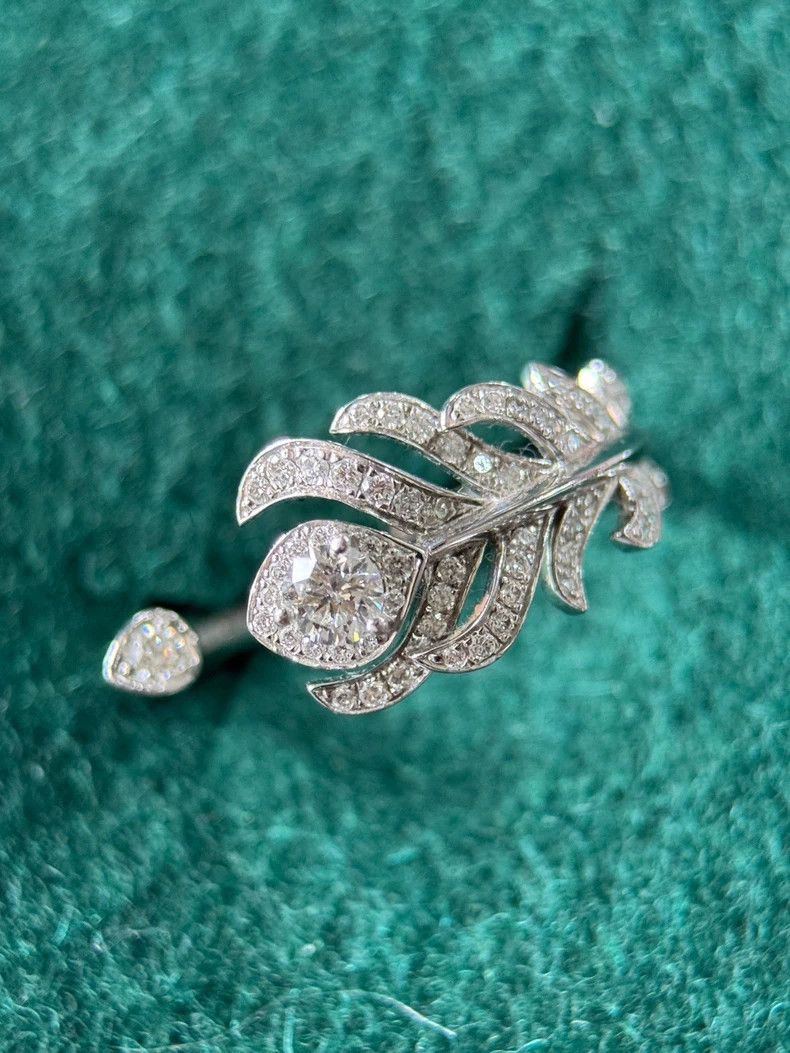 Cartier Boucheron Feather Diamond Ring Size 54 Size ONE SIZE - 2 Thumbnail