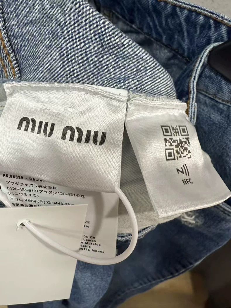 Prada Miumiu Painted Daisy Denim Pants Size 25" / US 0 / IT 36 - 5 Thumbnail