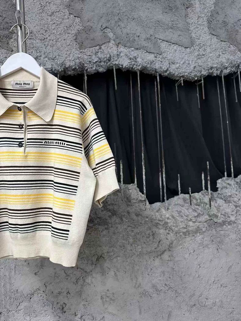 Miu Miu Miumiu Striped Polo Short Sleeve Top Size S / US 4 / IT 40 - 4 Thumbnail