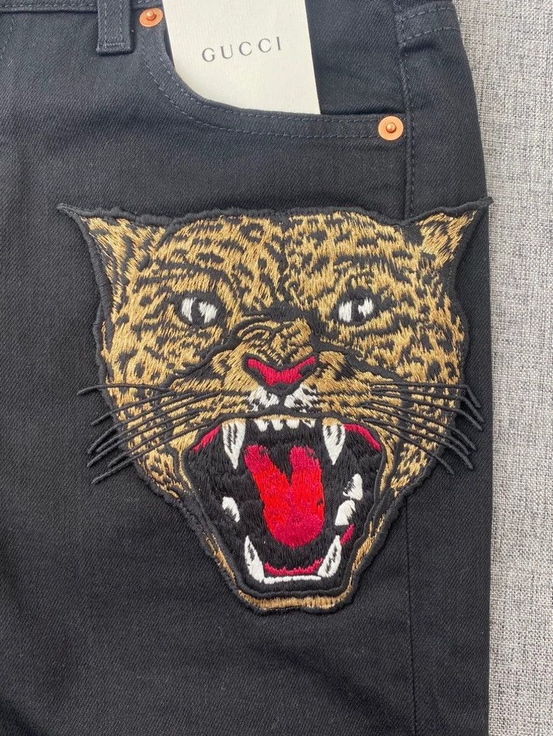 Gucci Gucci Black Embroidered Tiger Denim Pants Size 26" / US 2 / IT 38 - 5 Thumbnail