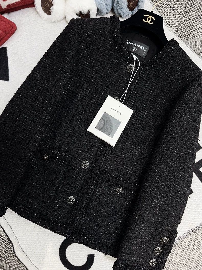 Chanel Chanel Black Classic Round Neck Woven Jacket Size S / US 4 / IT 40 - 4 Thumbnail