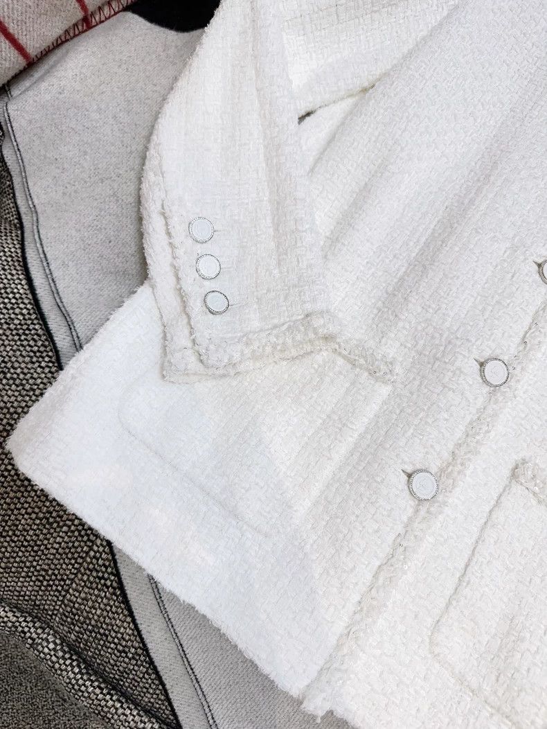 Chanel Chanel White Tweed Two-Pocket Jacket Size S / US 4 / IT 40 - 2 Thumbnail