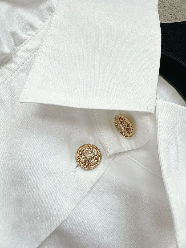 Chanel Chanel White Long Sleeve Ruffled Shirt Size M / US 6-8 / IT 42-44 - 3 Thumbnail
