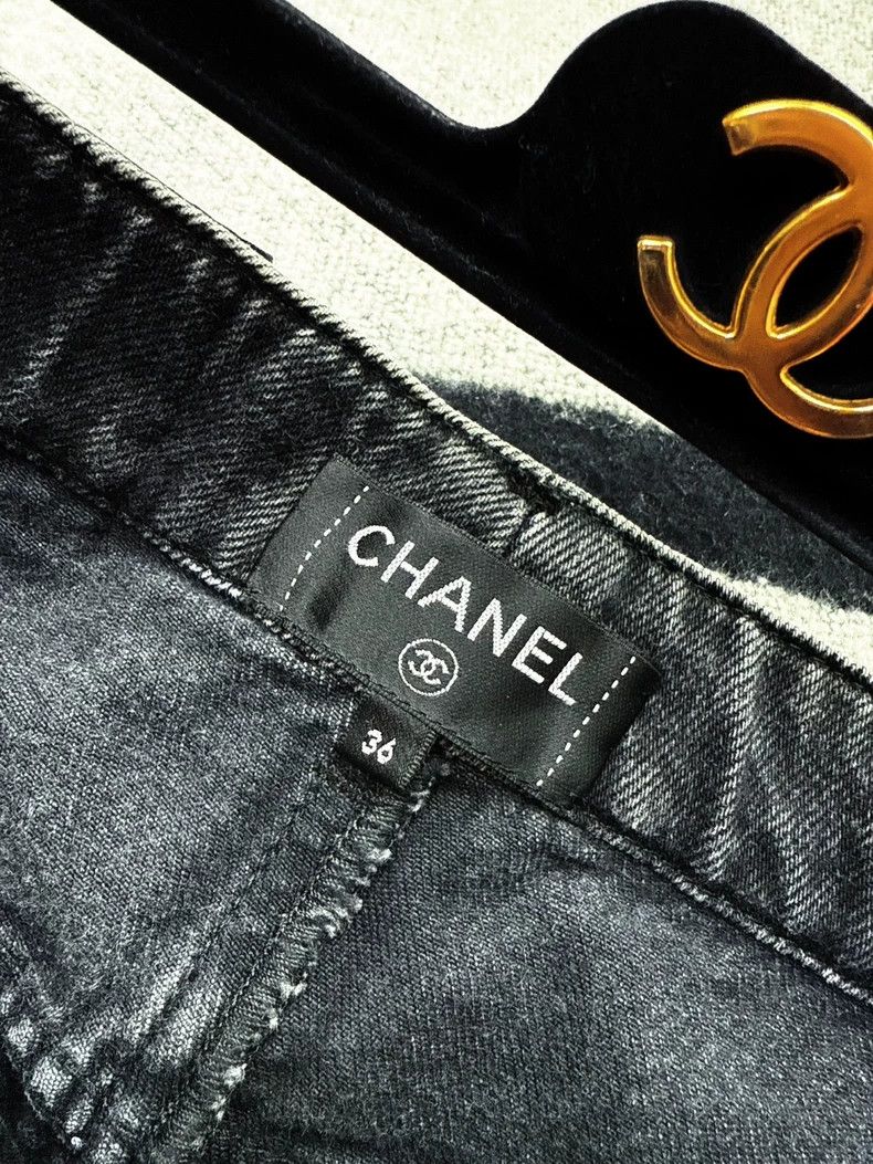 Chanel Chanel Gray Logo Fringe Denim Pants Size 36" / US 14 / IT 50 - 3 Thumbnail