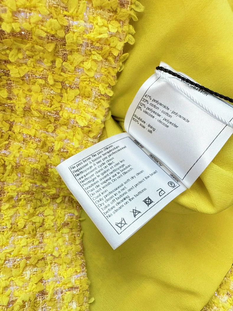 Chanel Chanel Yellow Checkered Four-Pocket Woven Jacket Size S / US 4 / IT 40 - 8 Thumbnail