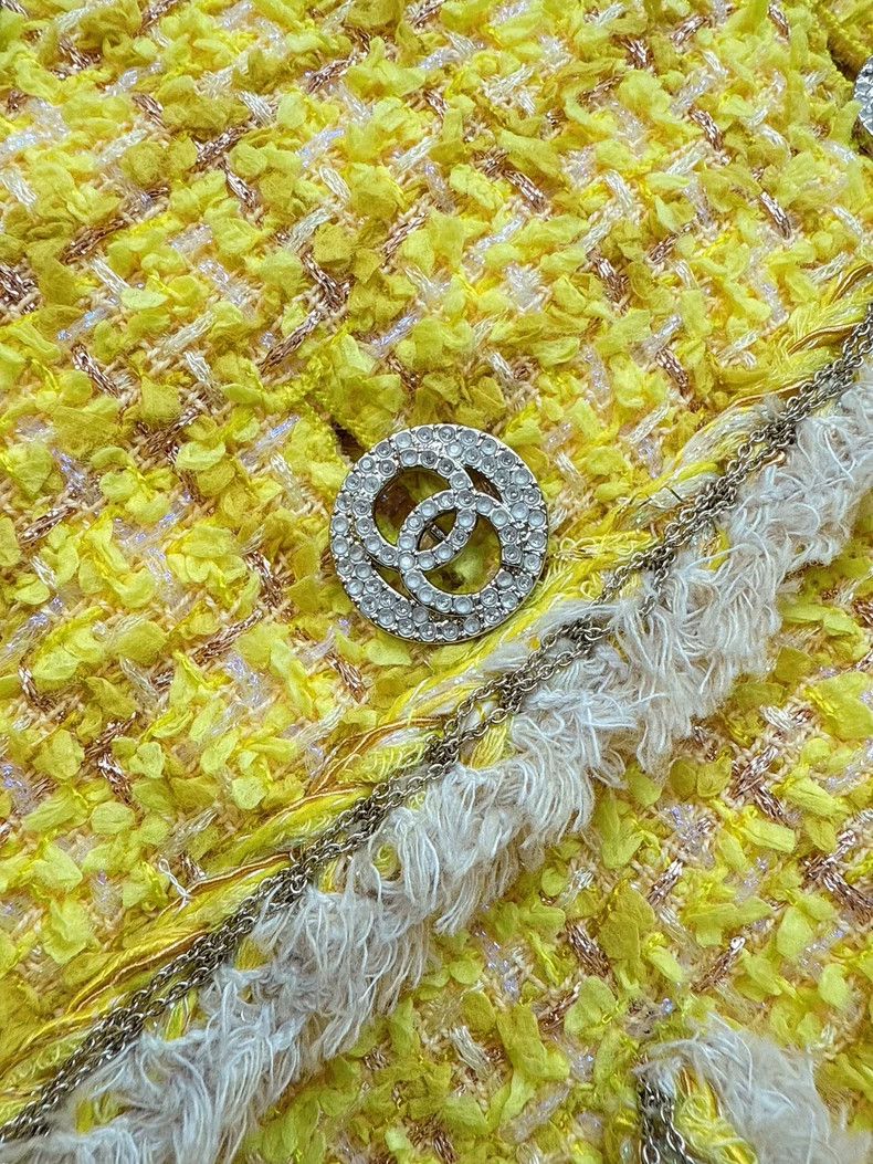 Chanel Chanel Yellow Checkered Four-Pocket Woven Jacket Size S / US 4 / IT 40 - 4 Thumbnail