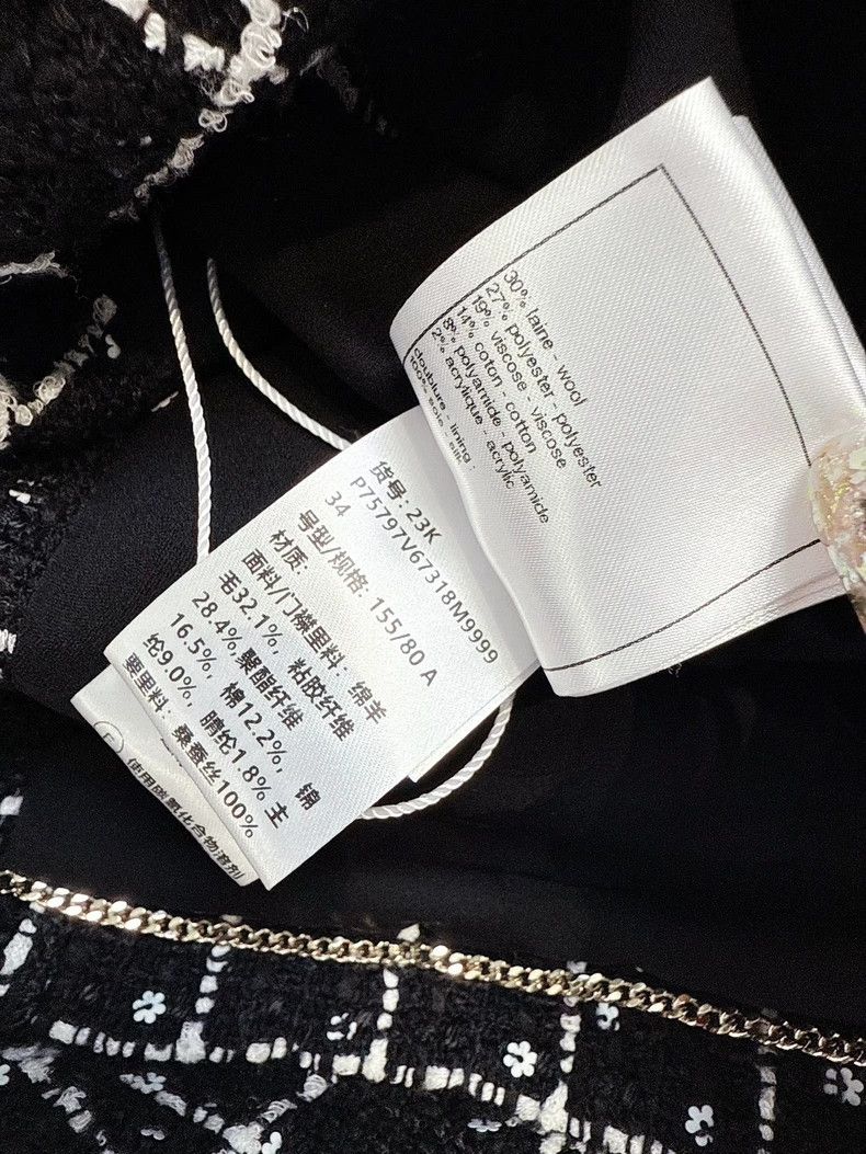 Chanel Chanel Black and White Checkered Embroidered Jacket Size S / US 4 / IT 40 - 7 Thumbnail