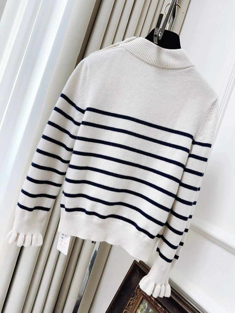 Chanel Chanel Striped Knit Top with Ruffle Sleeves Size S / US 4 / IT 40 - 2 Thumbnail