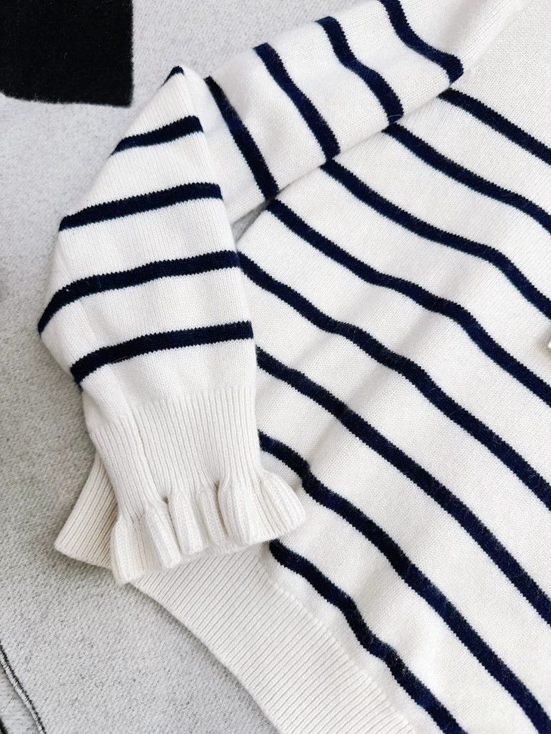 Chanel Chanel Striped Knit Top with Ruffle Sleeves Size S / US 4 / IT 40 - 5 Thumbnail