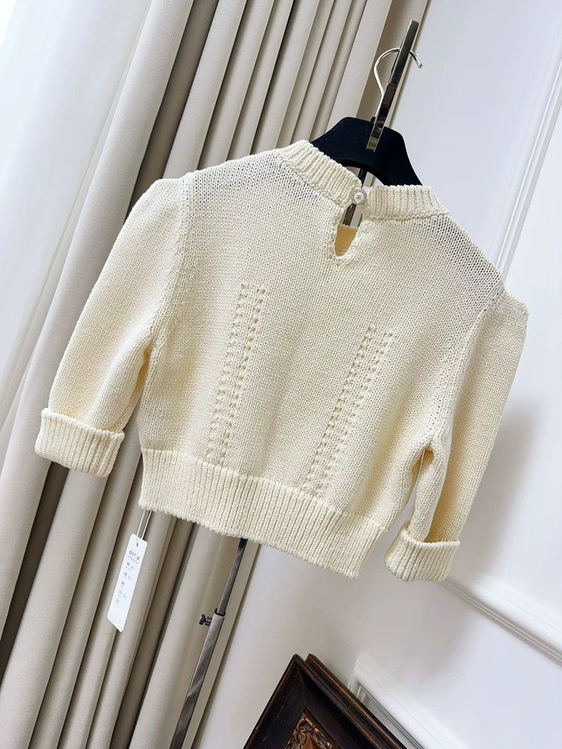Chanel Chanel High-Waisted Cream Knit Top Size S / US 4 / IT 40 - 2 Thumbnail