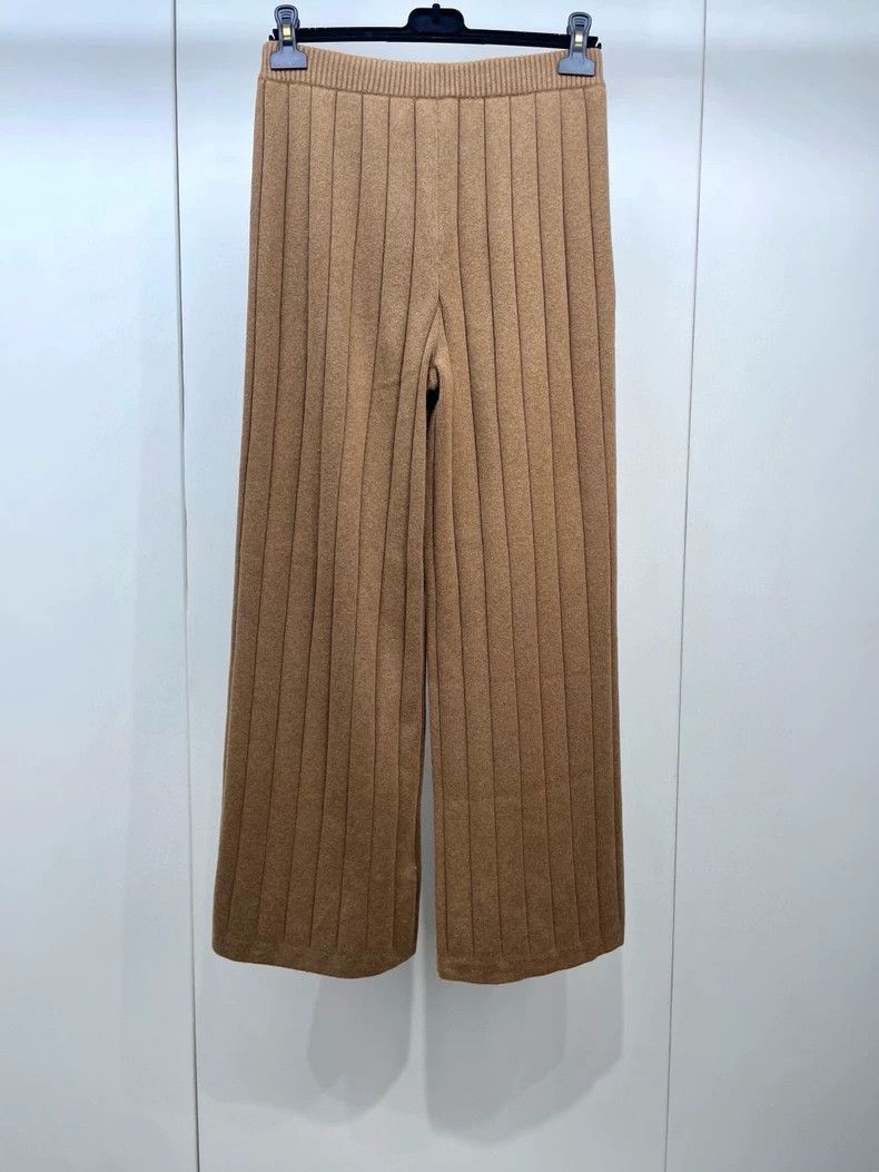 Loro Piana Loro Piana Camel Knit Wide-Leg Trousers Size 42" / US 20 - 2 Thumbnail